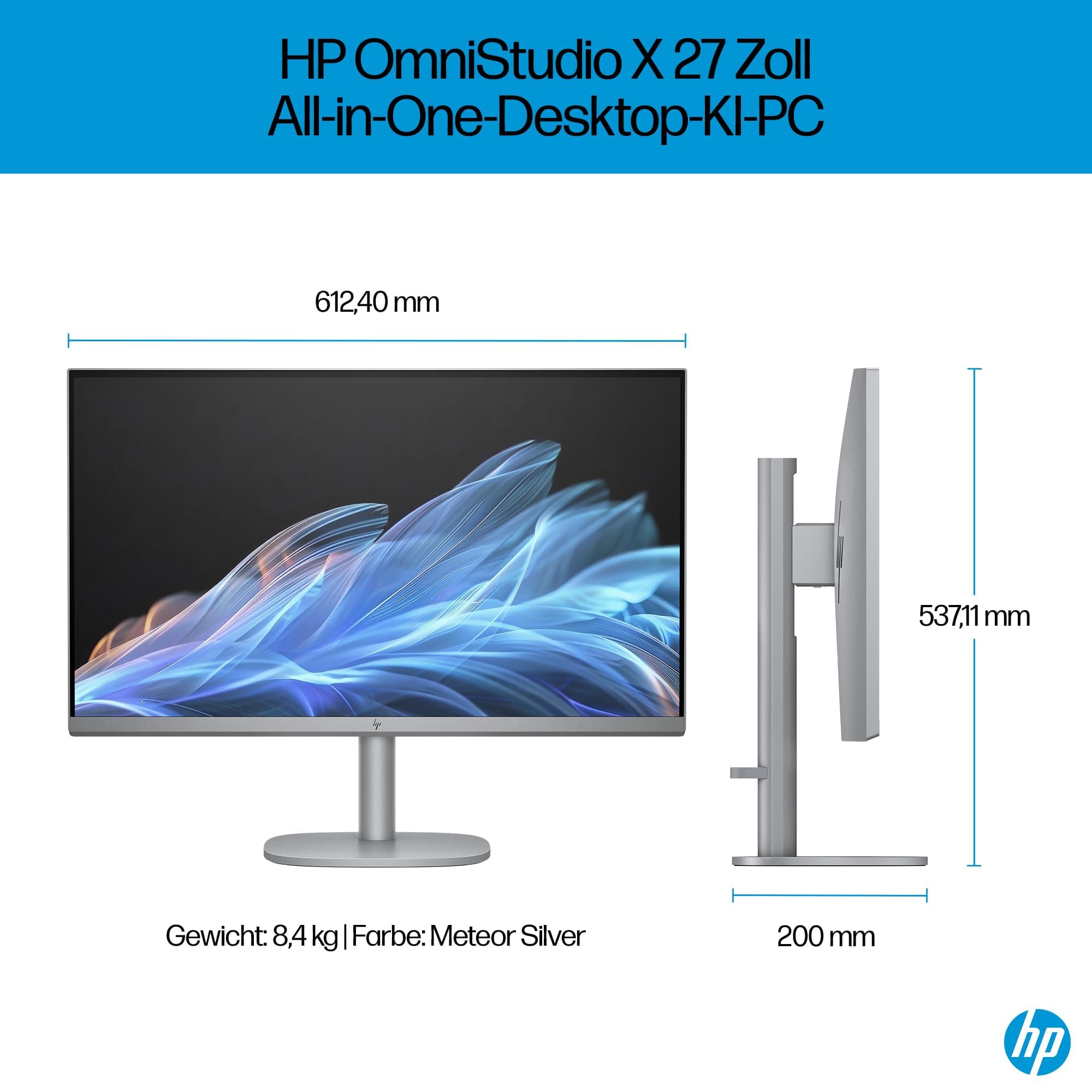 HP OmniStudio X 27-cs0273ng All-in-One KI PC, 27 Zoll Entspiegeltes FHD-Display, Intel Core Ultra 7 155H, 16 GB DDR5-SDRAM, 1 TB SSD, Intel Arc Graphics, Windows 11 Home, QWERTZ Tastatur, Silber Intel Core Ultra 7 155H 27 Zoll FHD Intel Arc Graphics Bild 4