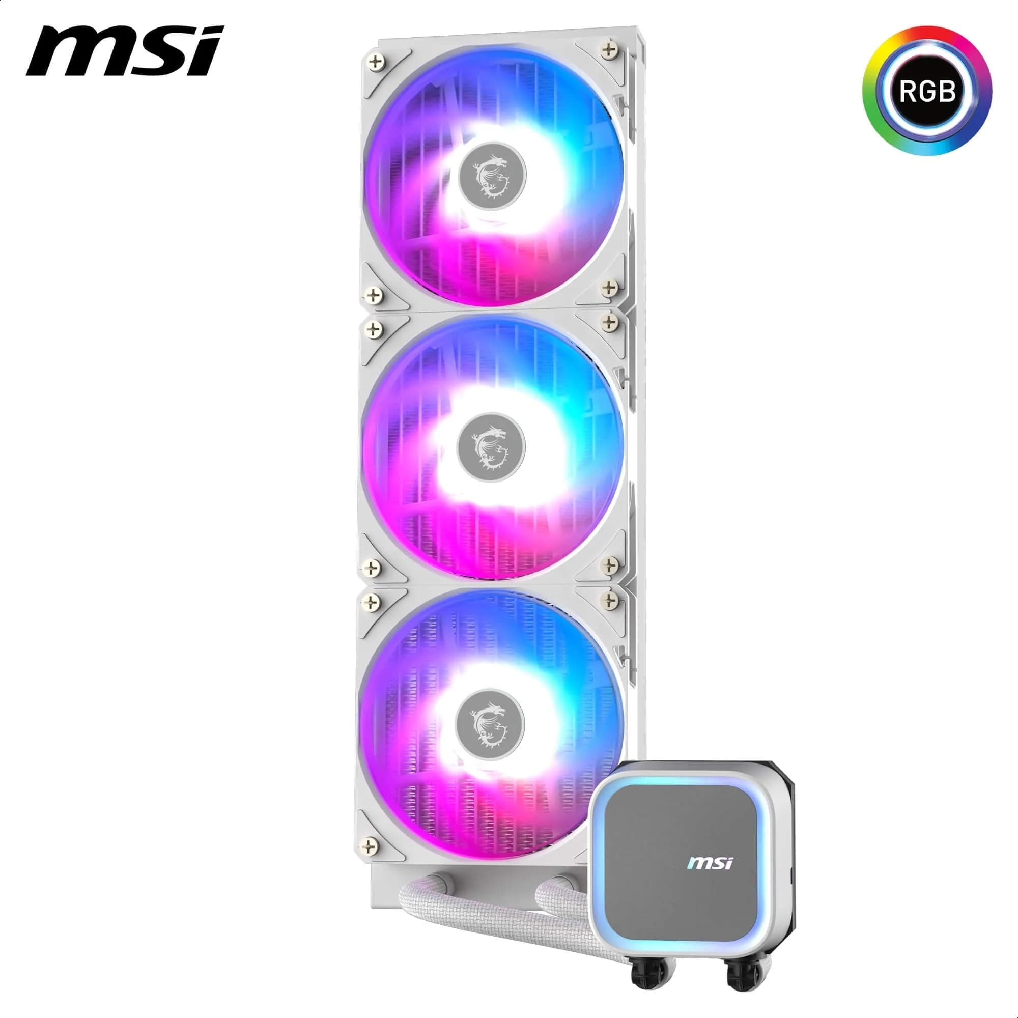 MSI MAG CORELIQUID A13 360 WHITE AIO CPU-Wasserskühler - Volle CPU-Abdeckung, verbessertes Wasserkanal-Design, CycloBlade 7, Split-Flow Radiator, Rifle-Lager Bild 5