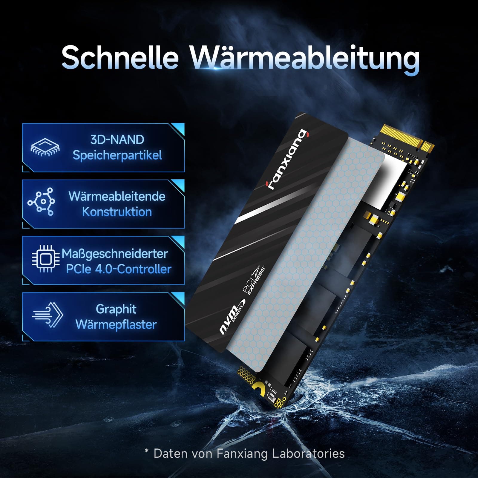 fanxiang NVMe SSD 2TB, M.2 PCIe Gen4x4 Gaming Solid State Drive mit SLC Cache, 5000 MB/s Lesen, 3800 MB/s Schreiben, Interne SSD, Festplatte für Datenübertragung S690Q Bild 7