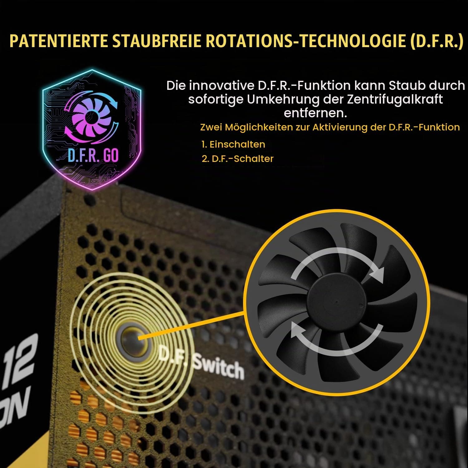 ENERMAX Revolution D.F. 12 ATX3.1 PCI-e 5.1 Ultrakompakt 750W Netzteil 80Plus Gold (Vollmodular, 50% Semi-Fanless, 12V-2x6); ETV750G, schwarz Bild 5