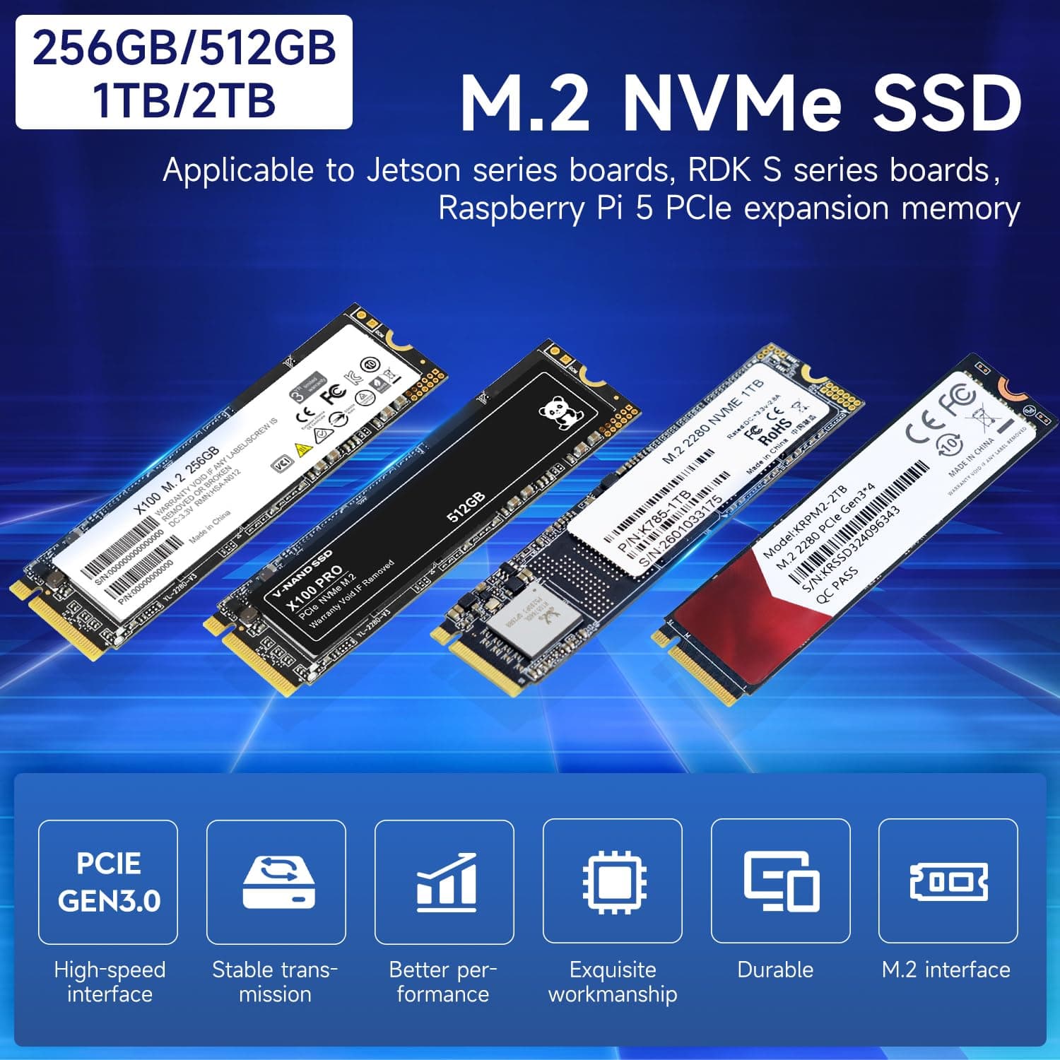 Yahboom 2TB SSD, PCIe Gen3 NVMe M.2 2280, Up to 3500MB/s, for Jetson Orin,RPi,Laptop,PC,Handheld Gaming Consoles, Solid State Drive,Only 2TB SSD Bild 3