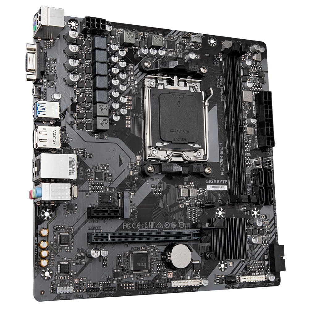 GIGABYTE A620M S2H Motherboard - Unterstützt AMD Ryzen 8000 CPUs, 5+2+2 Phasen Digital VRM, bis zu 7200MHz DDR5 (OC), 1xPCIe 4.0 M.2, GbE LAN, USB 3.2 Gen 1 Bild 5