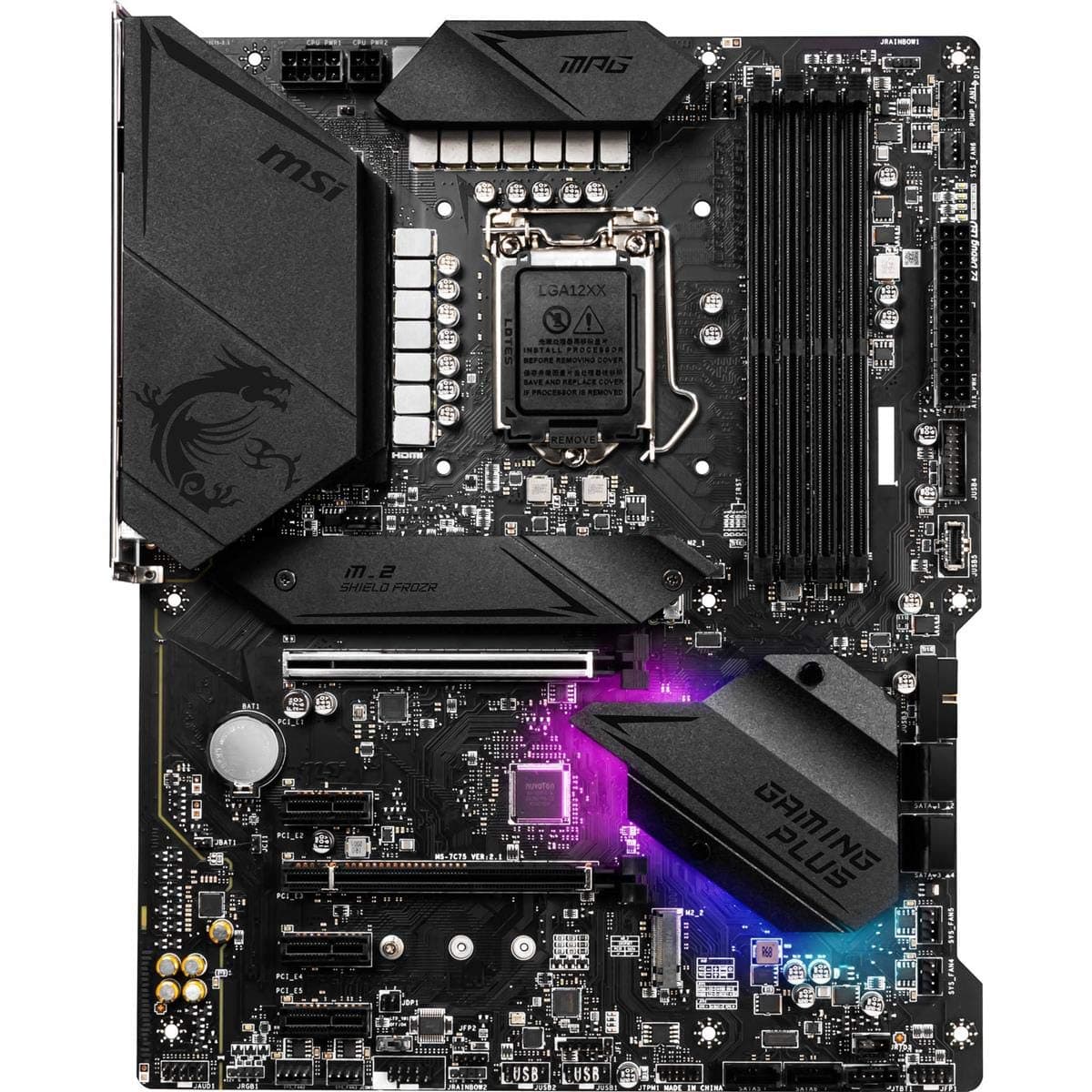 MSI MPG Z490 Gaming Plus Motherboard (ATX, Intel Core, LGA 1200 Socket, DDR4, CF, Dual M.2 Slots, USB 3.2 Gen 2, 2.5G LAN, DP/HDMI, Mystic Light RGB) Bild 3