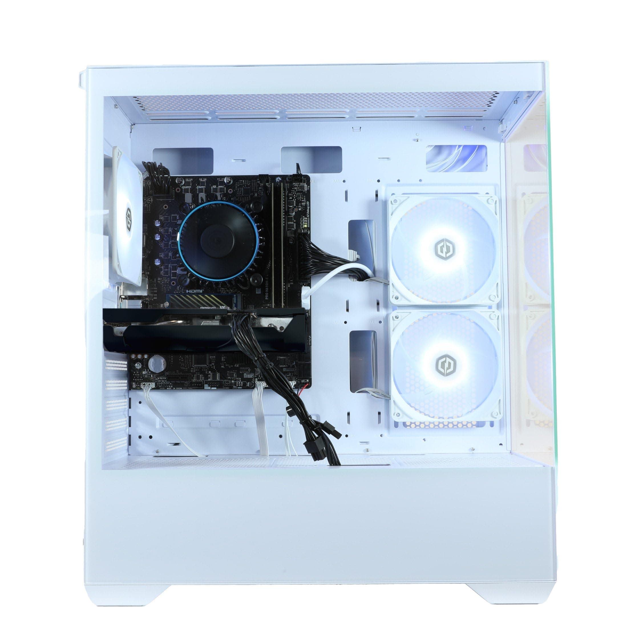 CYBERPOWERPC Wyvern Gaming PC - Intel Core i5 12400F, Nvidia RTX 5060, 16GB RAM, 1TB NVMe SSD, 650W PSU, Wi-Fi, Windows 11, Prism Panoramic White Intel Core i5 12400F , White Case Nvidia RTX 5060 Bild 5