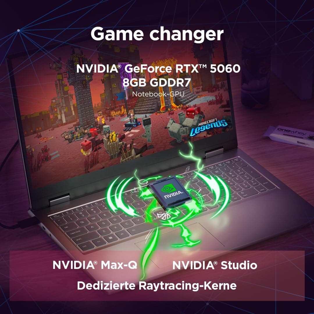 Lenovo LOQ Essential Gaming AI Laptop | 15.6" FHD 144Hz | NVIDIA GeForce RTX 5060 | Intel Core i5-13450HX | 16GB RAM | 1TB SSD | Windows 11 | QWERTZ | Weiss-beleuchtet | Grau | 3 Monate Game Pass Bild 6