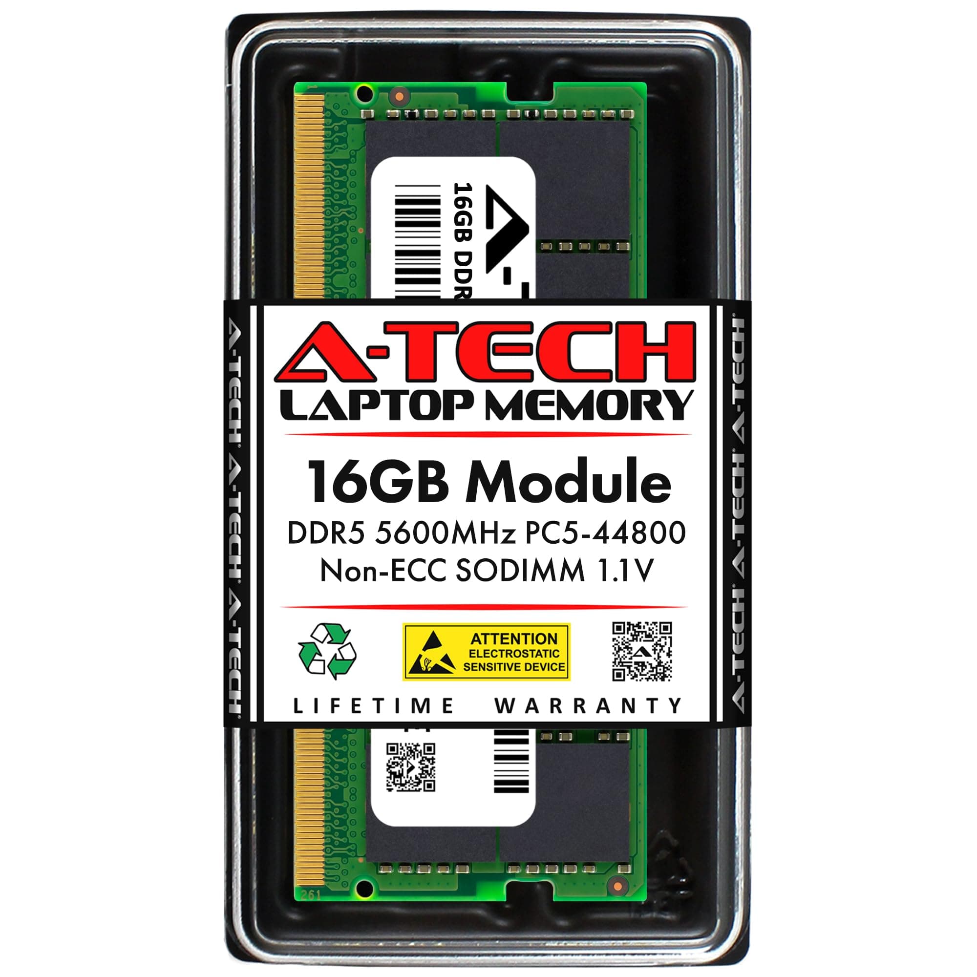A-Tech RAM-Speicher-Upgrade-Modul (16 GB, DDR5, 5600 MHz, PC5-44800, CL46, SODIMM, 1,1 V, Non-ECC, ungepuffert, SO-DIMM, 262-polig) 16GB DDR5 5600 MHz