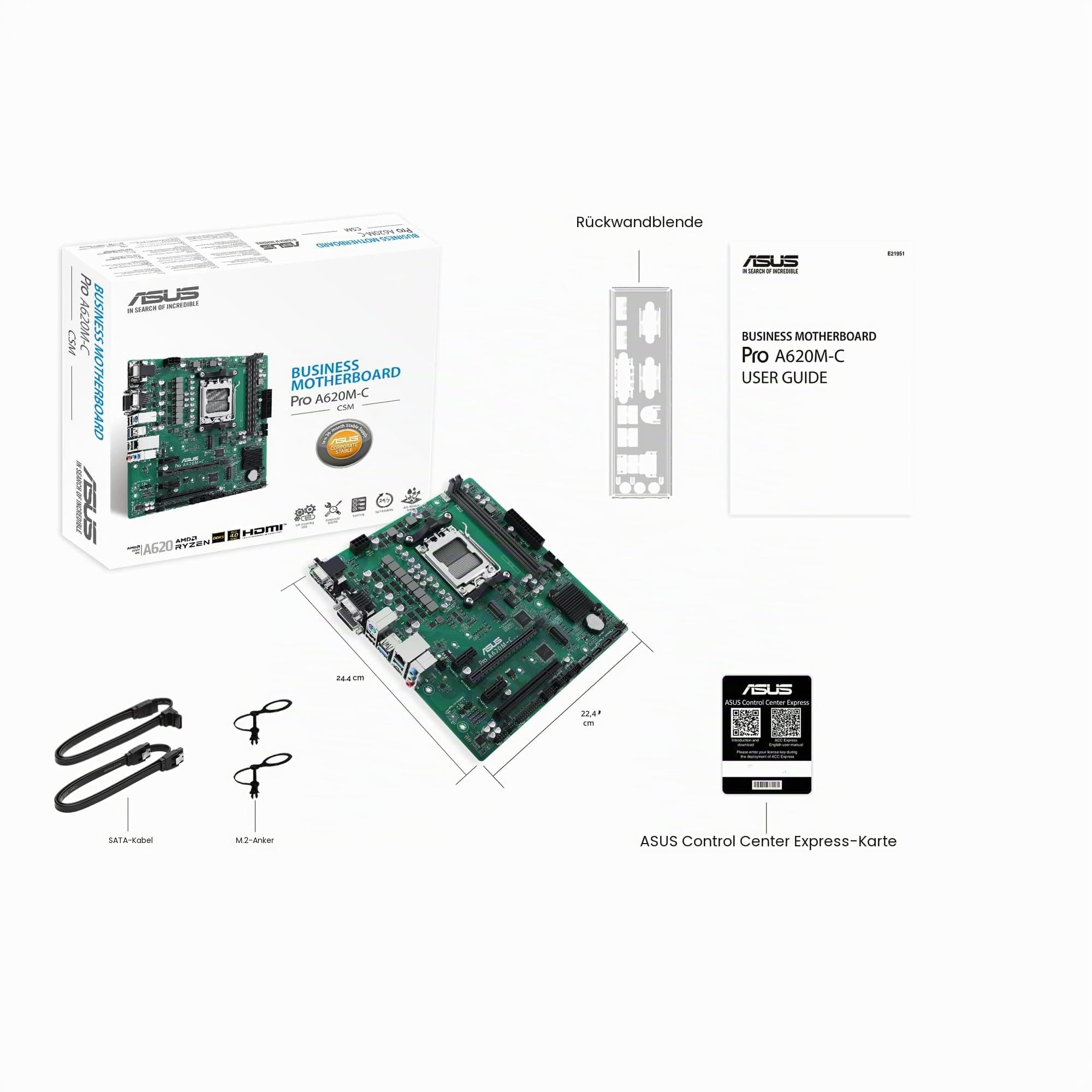 ASUS PRO A620M-C-CSM Mainboard Sockel AMD AM5 (Ryzen AM5, mATX, DDR5, M.2 PCIe 4.0, 1Gb Ethernet, USB 3.2 Gen 2 Type-C, Front USB 3.2 Gen 1 Header) Bild 7