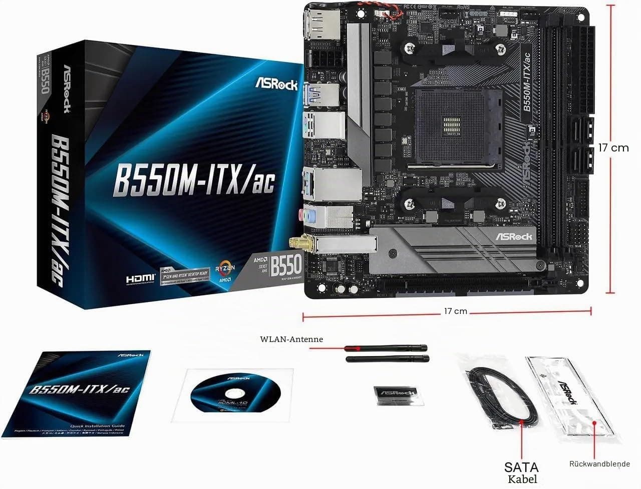 ASRock B550M-ITX/AC Mainboard mit AMD AM4 RyzenTM/Future AMD RyzenTM Prozessoren der 3. Generation, 700W Bild 8