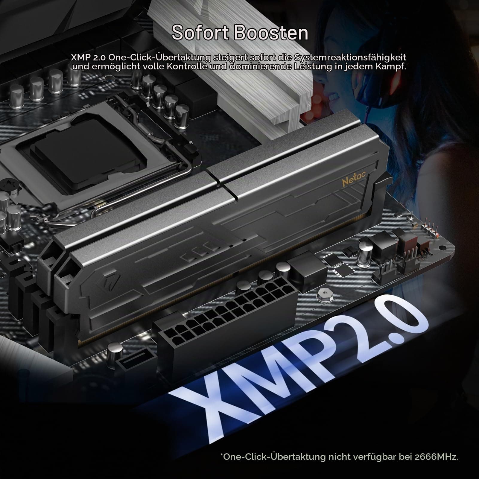 Netac DDR4 RAM 32GB Kit (2x16GB) 3200MHz DRAM 288-Pin UDIMM Desktop-Speicher CL16-20-20-40 1.35V Intel XMP 2.0 Computer-Speicher-Schwarz 2×16GB Bild 8