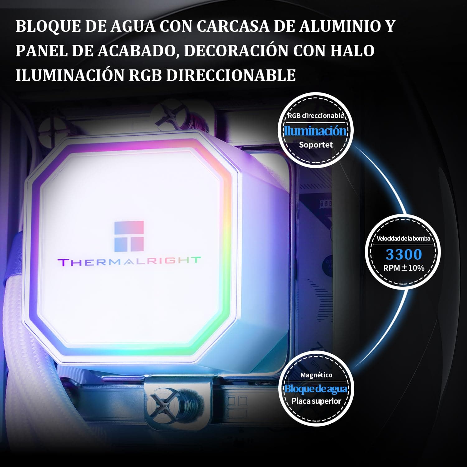 Thermalright FP240 White ARGB Flüssigkeit CPU Wasserkühler mit 120mm ARGB PWM Lüfter, 240 Weiß Cold Row Spezifikation, Computer Wasserkühler für AMD/AM4/AM5, INTEL 1700/1150/1151/1200/2011 Bild 7