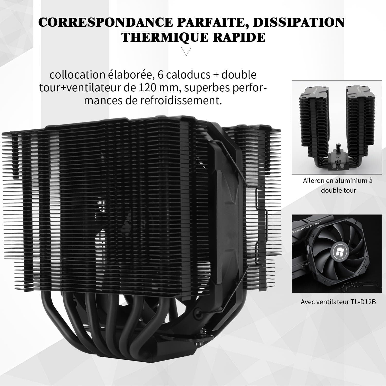 TR Peerless Assassin 120 Mini CPU-Luftkühler, 6 Heatpipes, PWM Lüfter 120 mm TL-D12B, 135 mm hoch, Dual-Turm-Kühler, für AMD AM4 AM5/Intel LGA 1851/1700/1150/1151/1200/2011 BLACK Bild 7