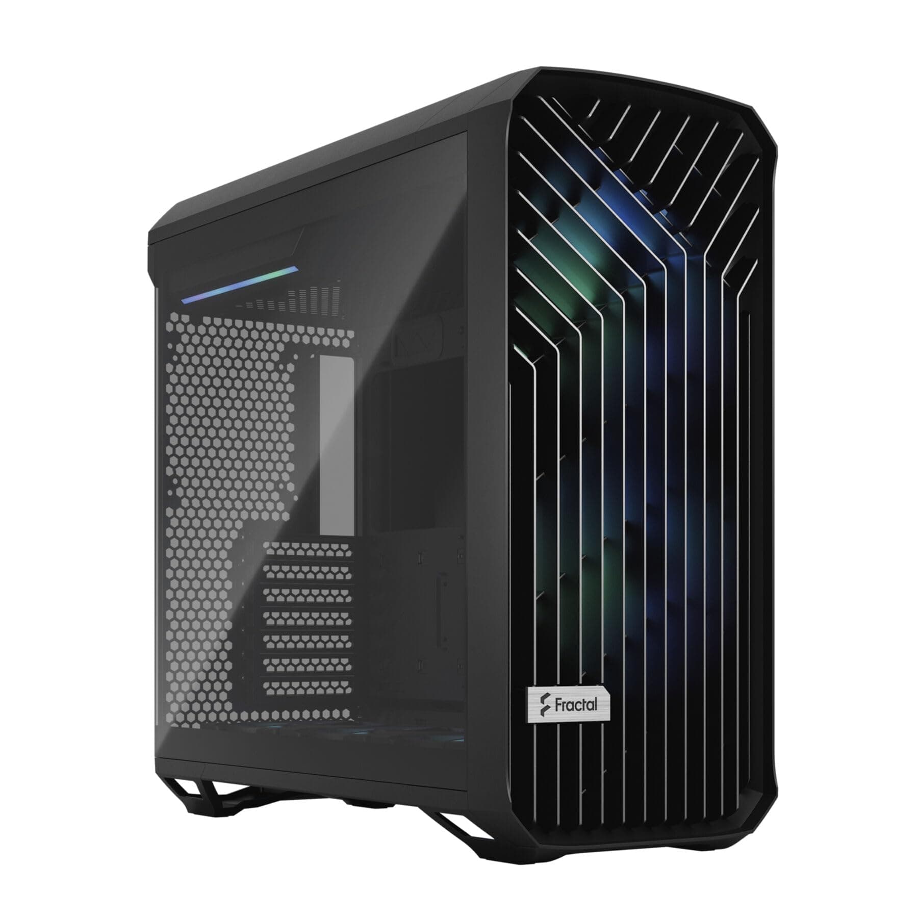 Fractal Design Torrent RGB PC-Gehäuse – Hervorragender Luftstrom mit 2X 180mm & 3X 140mm RGB Lüftern – Gehärtetes Glas – ATX Mid Tower für Gaming RGB Black Tempered Glass