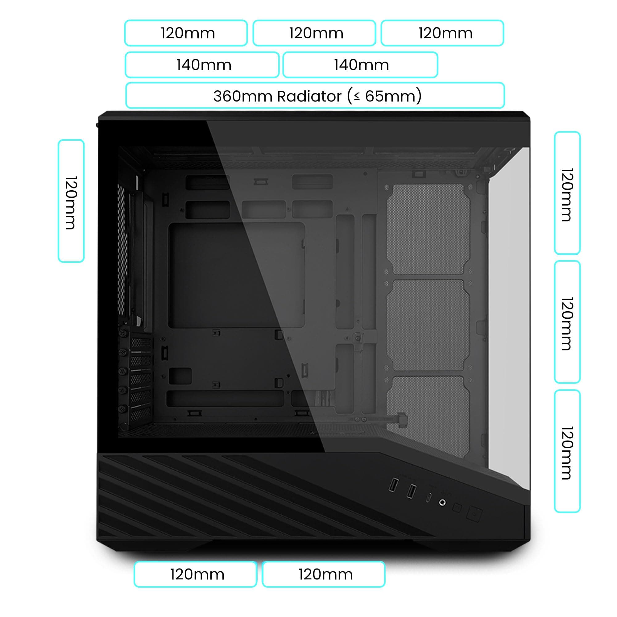 Lian Li Vector V100R MINI Micro-ATX Gaming-PC-Gehäuse – Schwarz | Kompakter Mini-Tower mit Temperglas, starkem Airflow und ATX-Netzteil-Support Bild 7