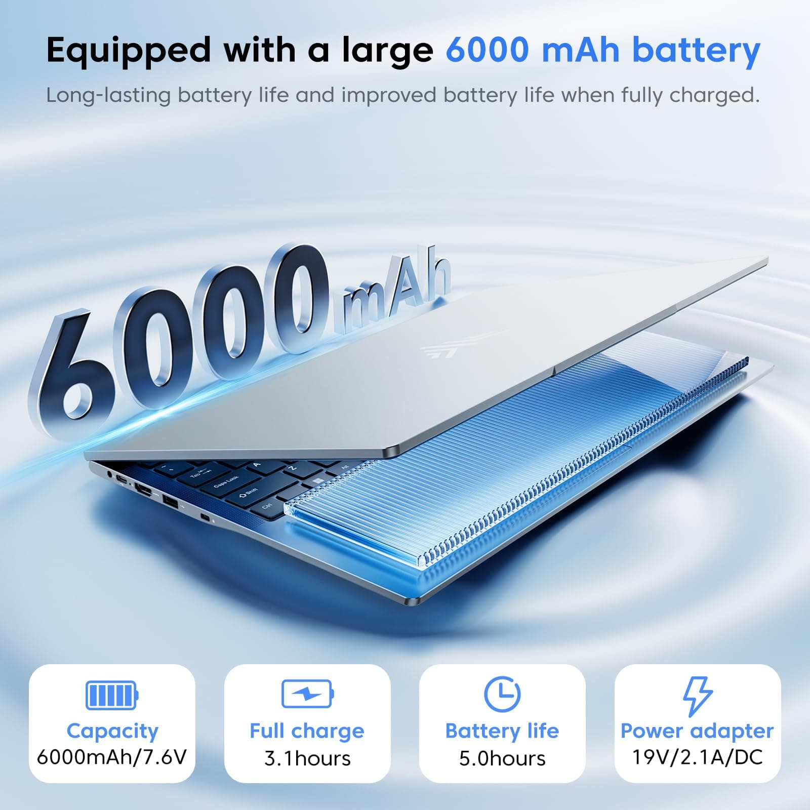 17.3 Zoll FHD Display Laptop, Quad-Core N-95 Prozessor bis zu 3.4GHz（Beat N100） Laptop, 16GB DDR4 512GB SSD Notebook mit Metallgehäuse Unterstützung WiFi, BT5.0, 3*USB3.2 17.3-Zoll-N95-16+512GB Bild 5