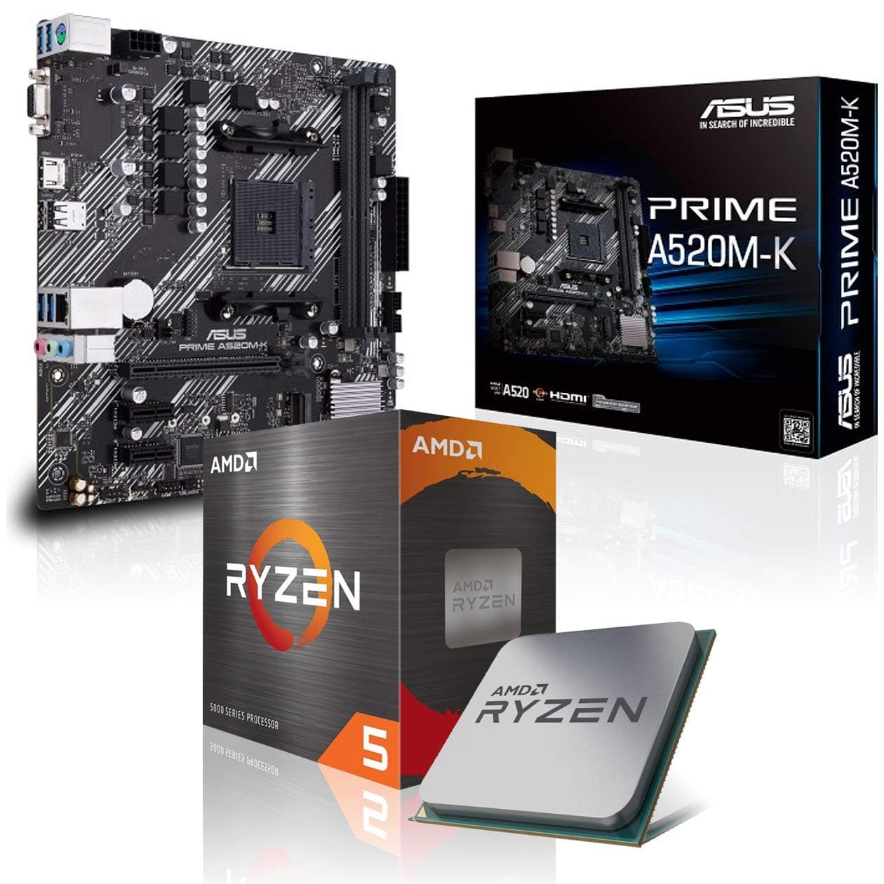 Aufrüst-Kit Bundle Ryzen 7 5700X Prozessor, 32 GB DDR4, A520M-A II Mainboard (zusammengebaut inkl. Bios Update + Funktionskontrolle)