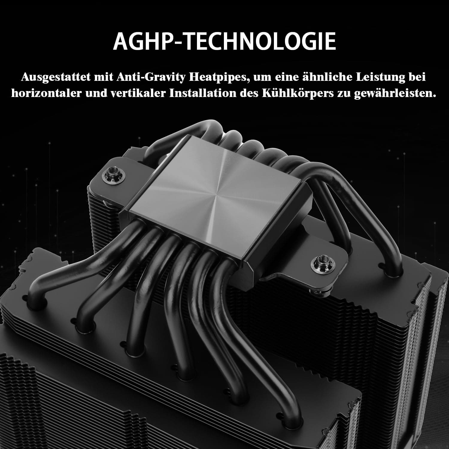TR Royal Pretor 130 CPU-Luftkühler Schwarz, Dual Computer Tower, CPU Kühler 6 Heatpipes, Dual PWM Lüfter, AM4/AM5/Intel lga1851/1700/1150/1551/2011 RP130 BLACK Bild 3