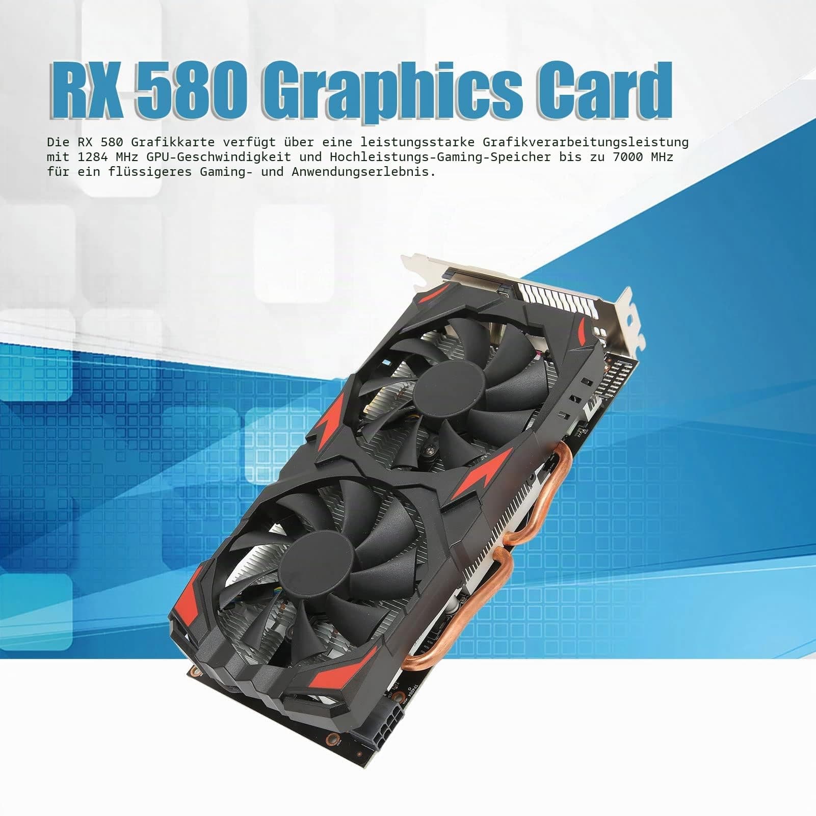 VBESTLIFE RX 580-Grafikkarte, 8 GB GDDR5 256-Bit-Gaming-Grafikkarte, PCI Express 3.0x16, 3 DisplayPort HDMI DVI, Dual Air Cooling PC-Grafikkarten, Unterstützung für 4K-Displays Bild 3