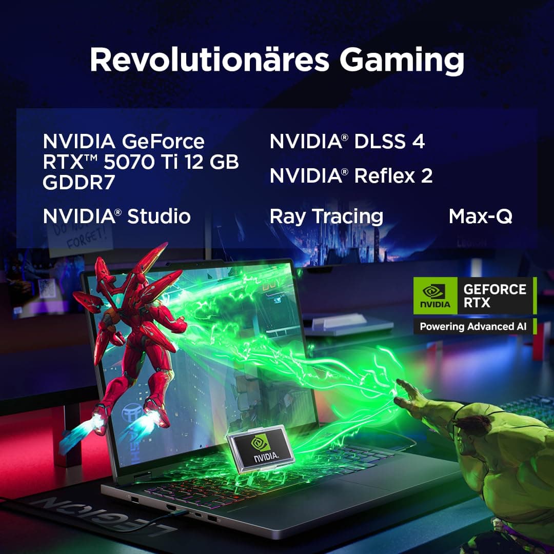 Lenovo Legion Pro 5 Gaming AI Laptop | 16" WQXGA OLED 240Hz | Intel Core Ultra 9 275HX | 32GB RAM | 1TB SSD | NVIDIA GeForce RTX 5070Ti | Windows 11 | QWERTZ | Schwarz | 3 Monate GamePass Bild 6