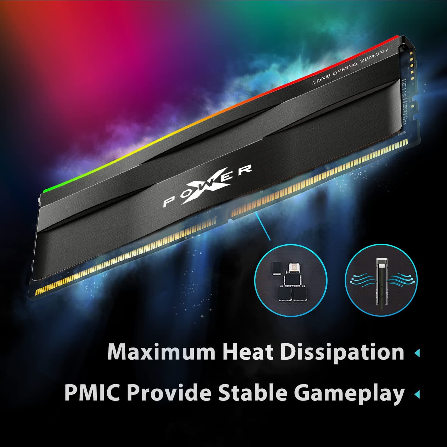 Silicon Power Value Gaming RGB DDR5 32GB (2x16GB) 6400MHz (PC5-51200) 288-pin CL32 1.4V UDIMM Desktop RAM Computer Memory w/Heatsink SP032GXLWU64AFDF Bild 7