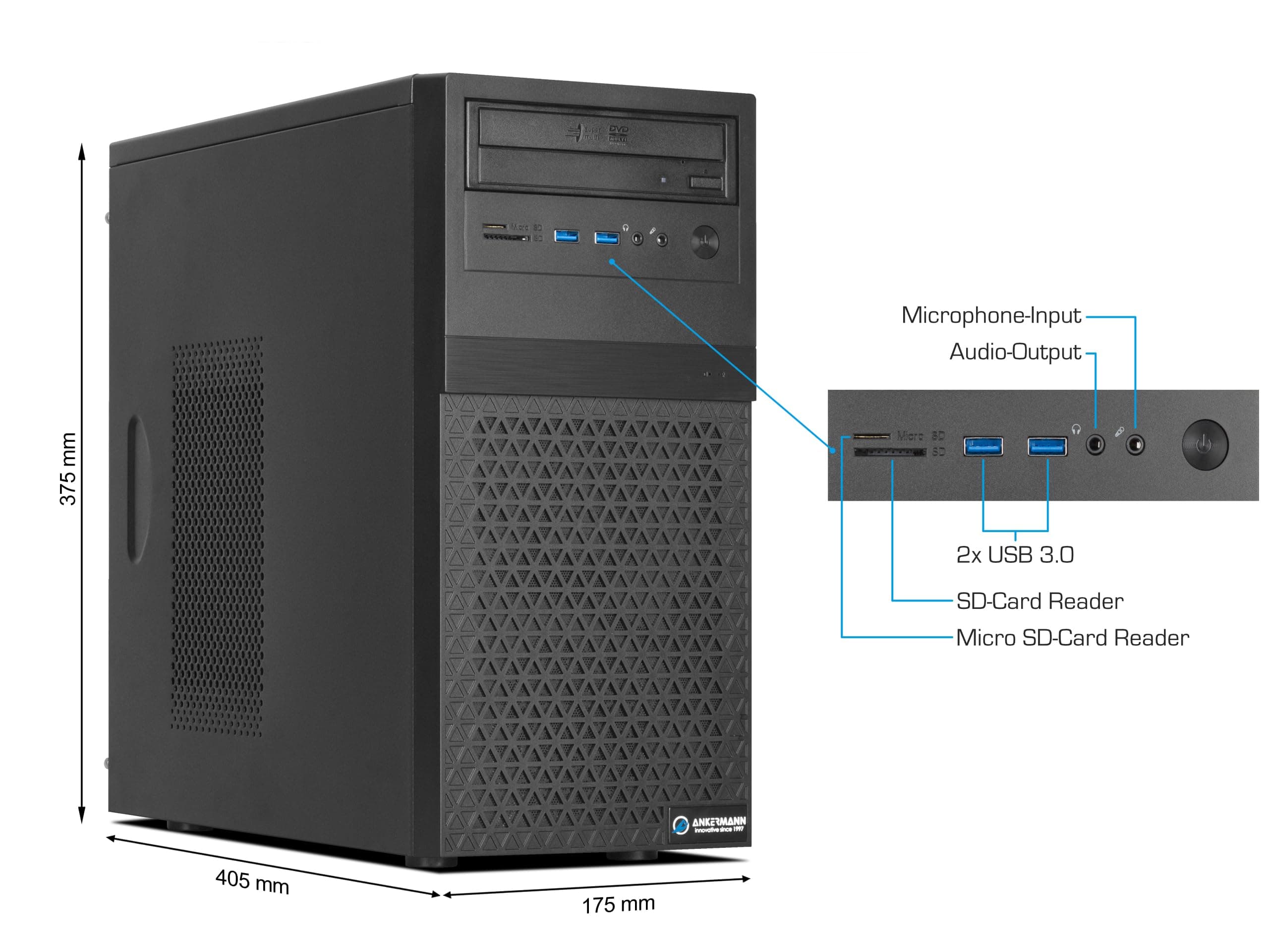 Ankermann Business Office Work V1 | Intel Core i5-10400F | Nvidia GeForce GT 730 4GB | 16GB RAM | 480GB NVMe SSD | Windows 11 | WLAN | MS Office 2024 Bild 5