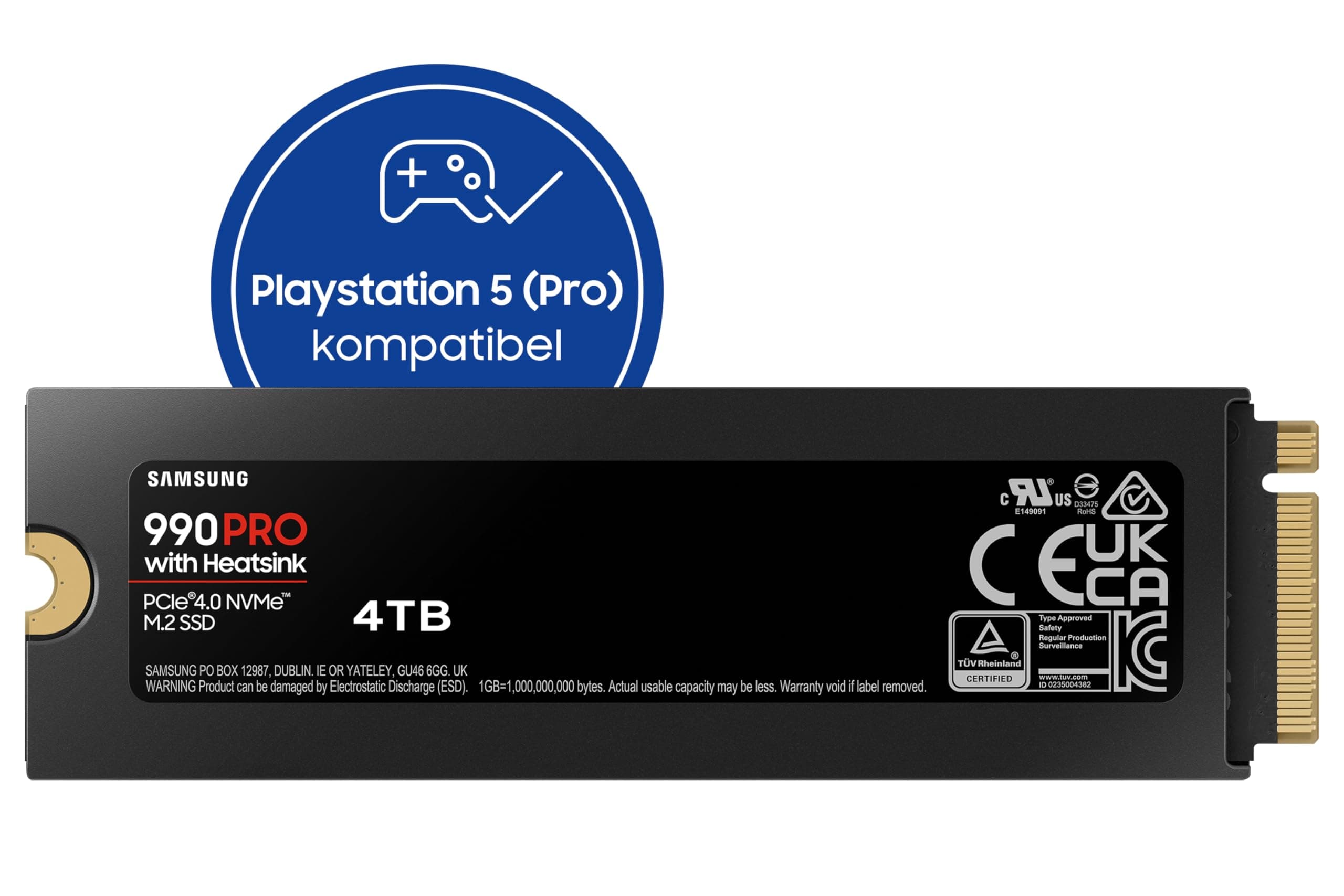 Samsung 990 PRO Heatsink NVMe M.2 SSD mit Kühlkörper, 4 TB, PCIe 4.0, 7.450 MB/s Lesen, 6.900 MB/s Schreiben, Interne SSD mit RGB für PC-/Konsolen-Gaming und Videobearbeitung, MZ-V9P4T0CW Bild 5