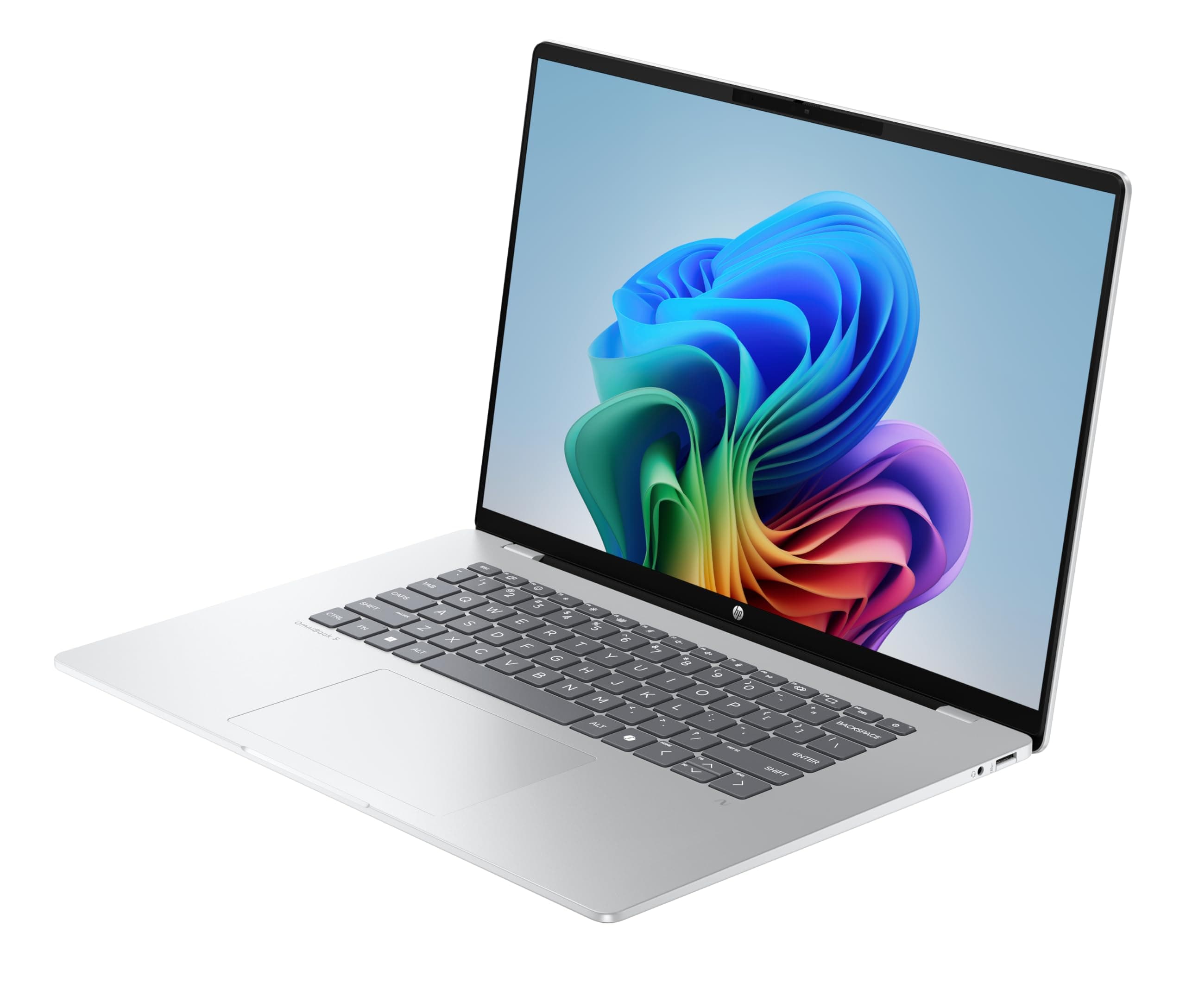 HP OmniBook 5 Next Gen AI Laptop PC, 16 Zoll 2K OLED Touch, Snapdragon X1-26-100 Prozessor (45 NPU-Tops), 16 GB LPDDR5x RAM, 512 GB PCIe SSD, Qualcomm Adreno GPU, Windows 11 Home, QWERTZ, Silber QC Snapdragon X1-26-100 Bild 2