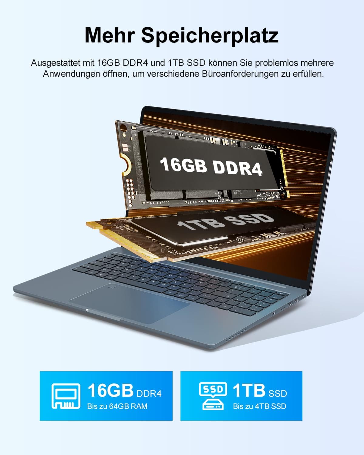 Ninkear N16 Pro Ultradünn Laptop, Core i7 12700H, 16GB DDR4, 1TB SSD, 16" 2.5K Ultragroß Display, WiFi 6 & BT 5.2, Stabile WLAN-Verbindung Laptop – Für Arbeit & Treffen & Gaming Silber Bild 5