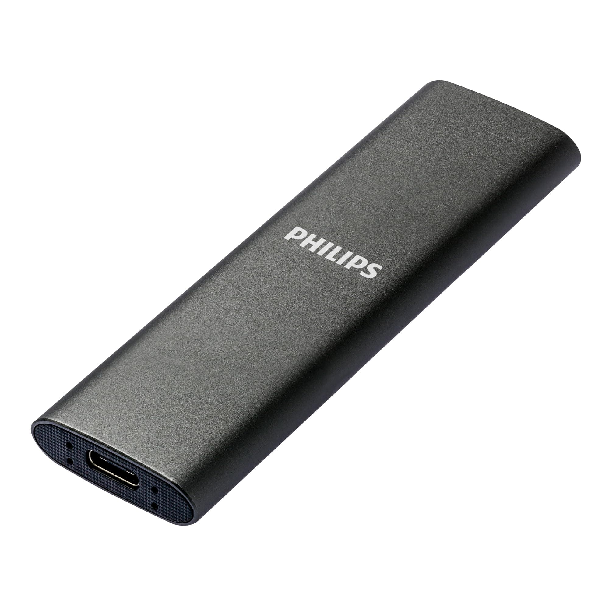 Philips Externe Portable SSD 1 TB - Ultra Slim SATA Ultra Speed USB-C, Lesegeschwindigkeit bis zu 540 MB/s, Aluminium Slim 1 TB