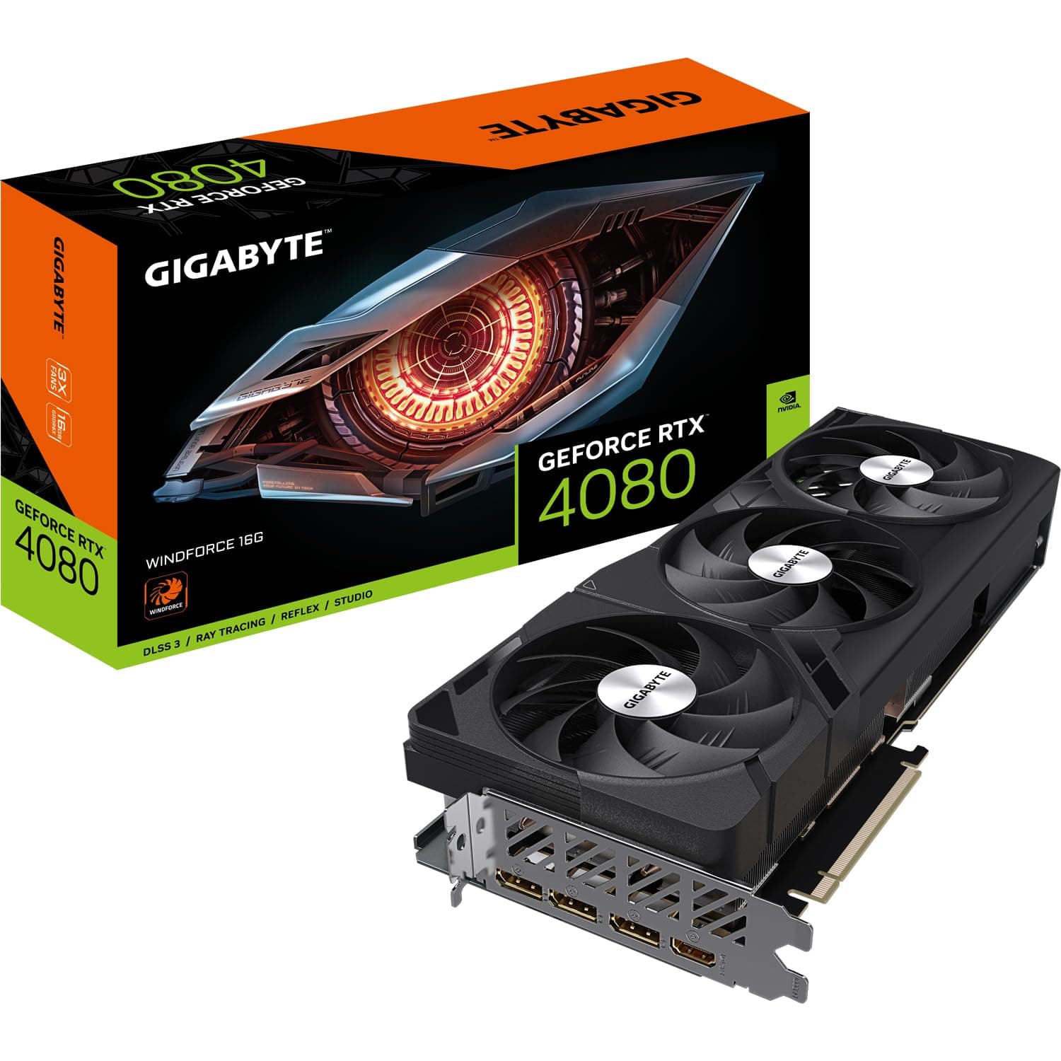 Gigabyte NVIDIA GeForce RTX 4080 WINDFORCE Graphics Card - 16GB GDDR6X, 256-bit, PCI-E 4.0, 2505MHz Core Clock, 3X DP 1.4, 1x HDMI 2.1a, NVIDIA DLSS 3 - GV-N4080WF3-16GD Bild 2