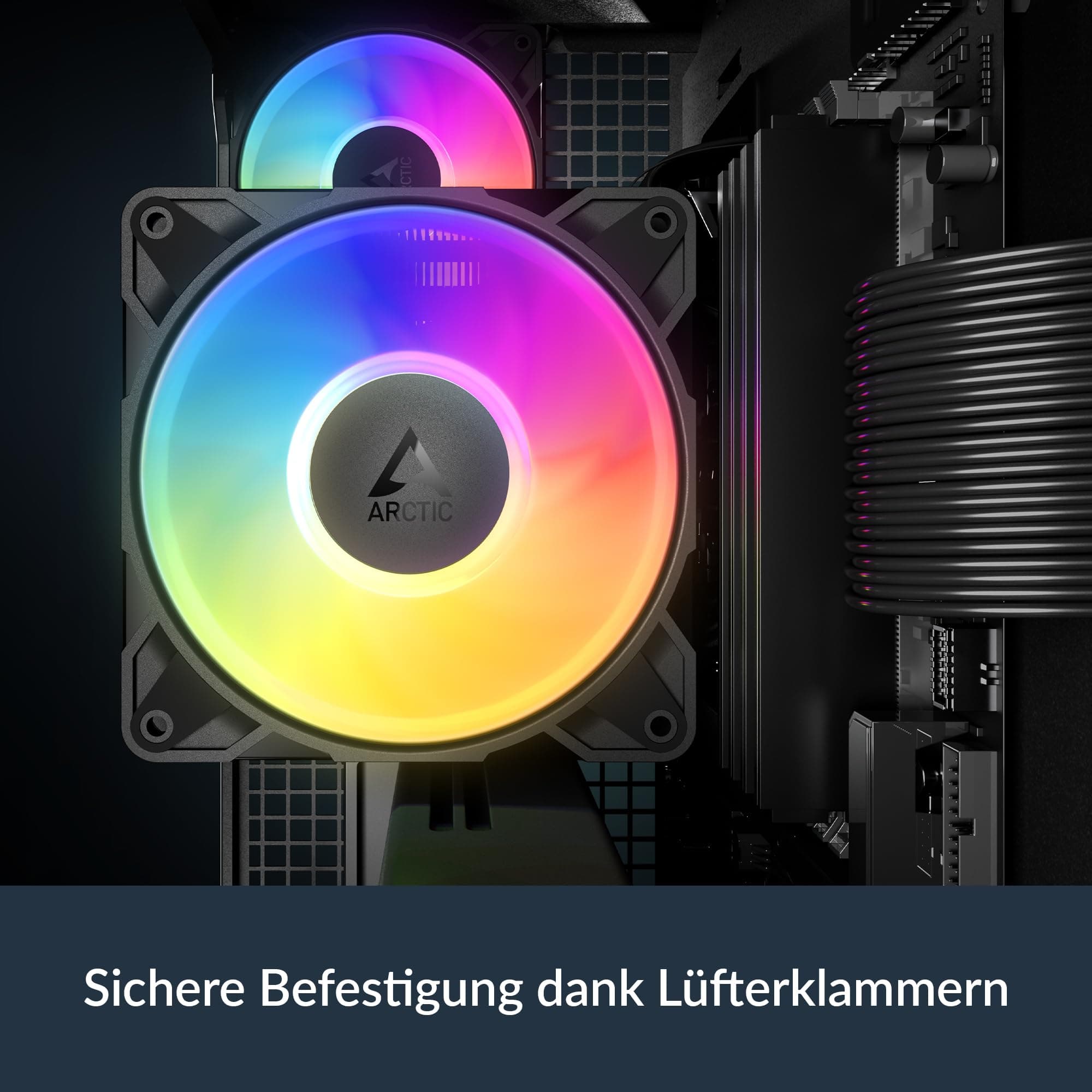 ARCTIC Freezer 36-S A-RGB - CPU Kühler mit ARGB Beleuchtung für Intel & AMD, Single-Tower, druckoptimierter 120 mm P12 Pro-Lüfter, 600–3000 rpm, Hydrodynamisches Gleitlager, inkl. MX-7 - Schwarz Bild 6