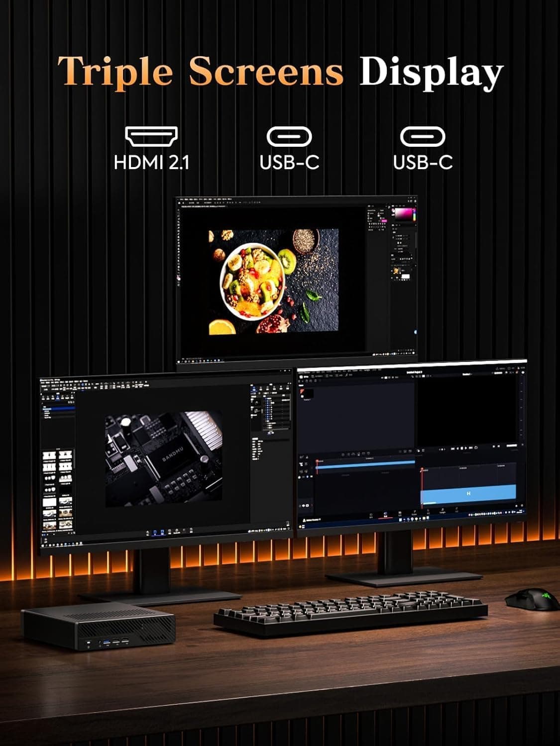 MINIS FORUM MS-A2 Mini PC, AMD Ryzen 7 7745HX (8C/16T bis 5,1 GHz), PCIe x16, 8K Triple Display, 2X 10G SFP+, 2X 2,5G LAN, 3X M.2, ohne RAM/SSD MS-A2-7745 0/0 GB Bild 6