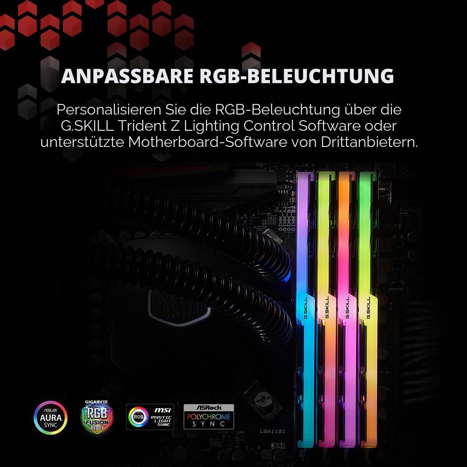 G.Skill TridentZ RGB Serie 32GB (2X 16GB) DDR4 3200Mhz DIMM CAS 16 F4-3200C16D-32GTZR 32GB (2x16GB) DDR4 3200 Schwarz Bild 5