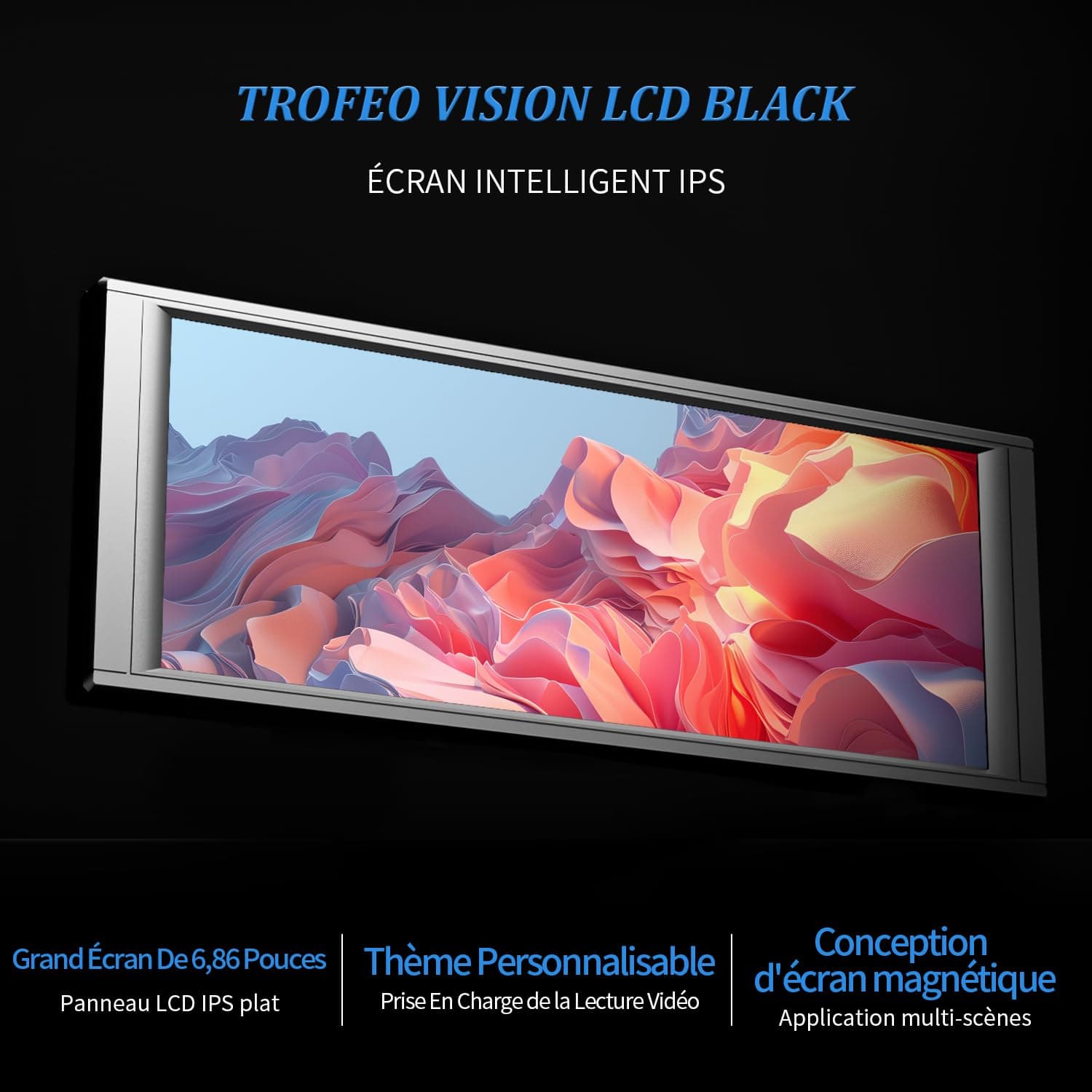 THERMALRIGHT Trofeo Vision LCD Schwarz 6,86 Zoll magnetisches IPS-Gehäuse Wasserkühlung Display, 1280x480 Auflösung, endlose Themen zum Anpassen 6.86-in Black Bild 3