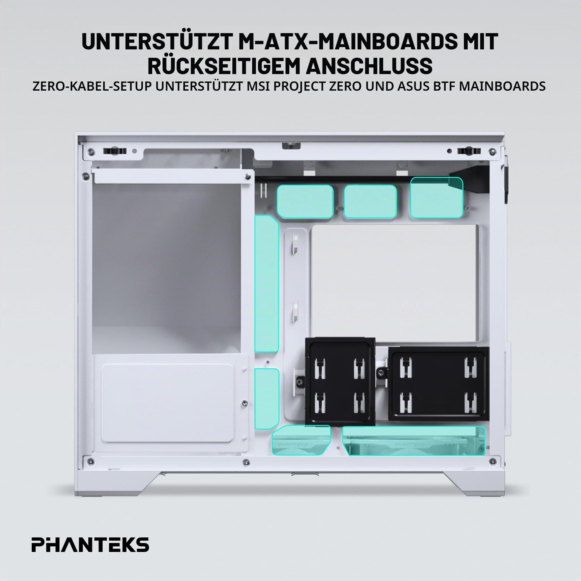 Phanteks XT V3 Mini-Tower PC-Gehäuse Weiß – Kompaktes Micro-ATX Case mit Tempered Glass, Unterstützung für 360mm Radiator & 430mm Grafikkarten – mit 3X 120mm RGB Lüftern Bild 7