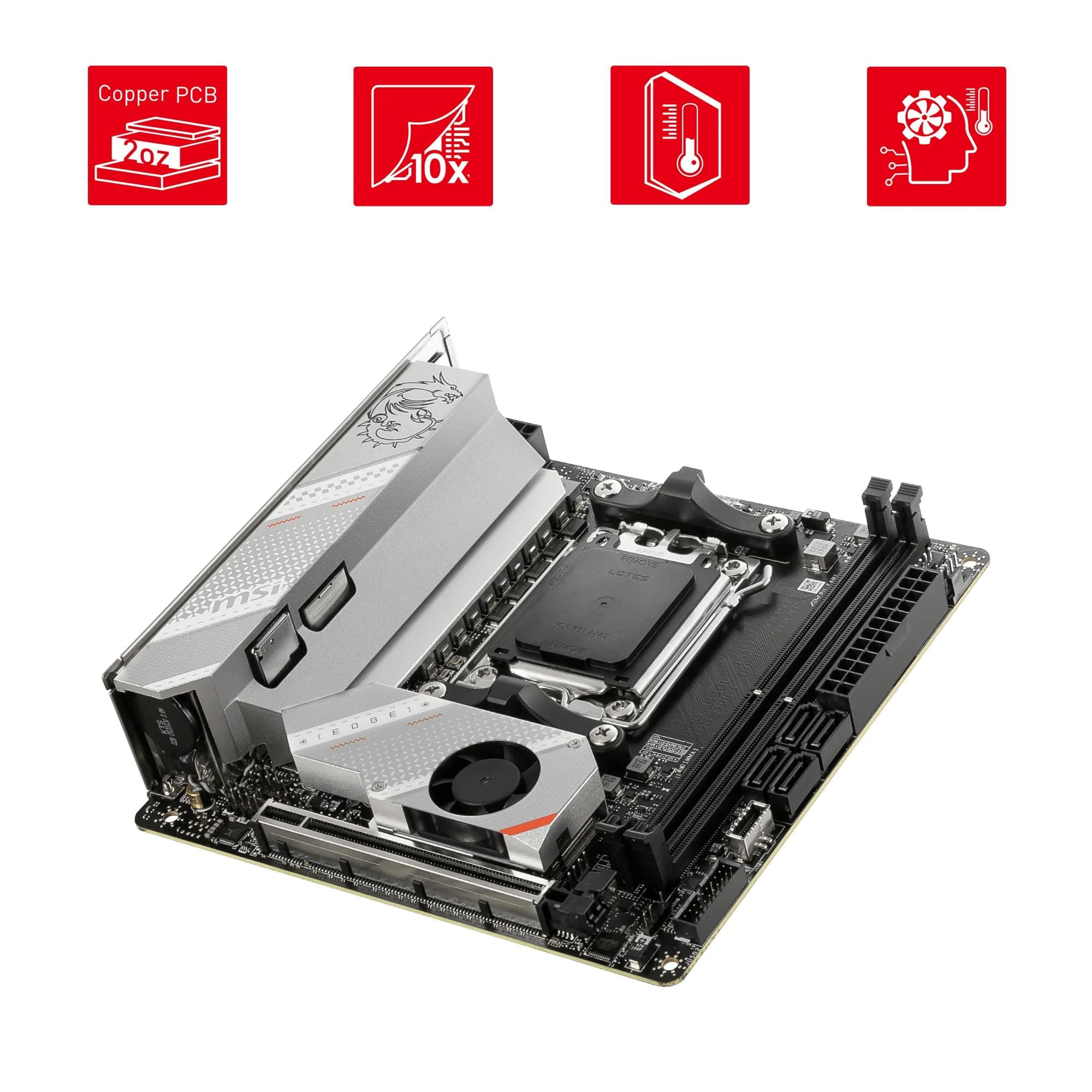 MSI MPG B650I Edge WiFi Mainboard, Mini-ITX - Unterstützt Ryzen 9000, 8000 & 7000 Serie Prozessoren, AM5-8 Phasen 80A VRM, DDR5 Memory Boost 6600+MHz/OC, 1 x PCIe 4.0 x16, 2 x M.2 Gen4, Wi-Fi 6E Bild 8