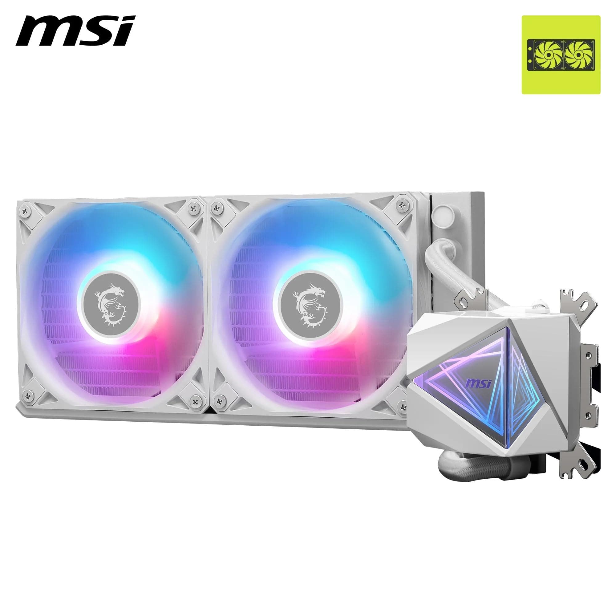 MSI MAG CORELIQUID I240 White AIO CPU Wasserkühlung - Vergrößerte Kupferkühlplatte, ARGB & LDB Lüfter, Zweikammer-Wasserblock, Split-Flow Radiator, unterstützt Intel & AMD Sockel Bild 3