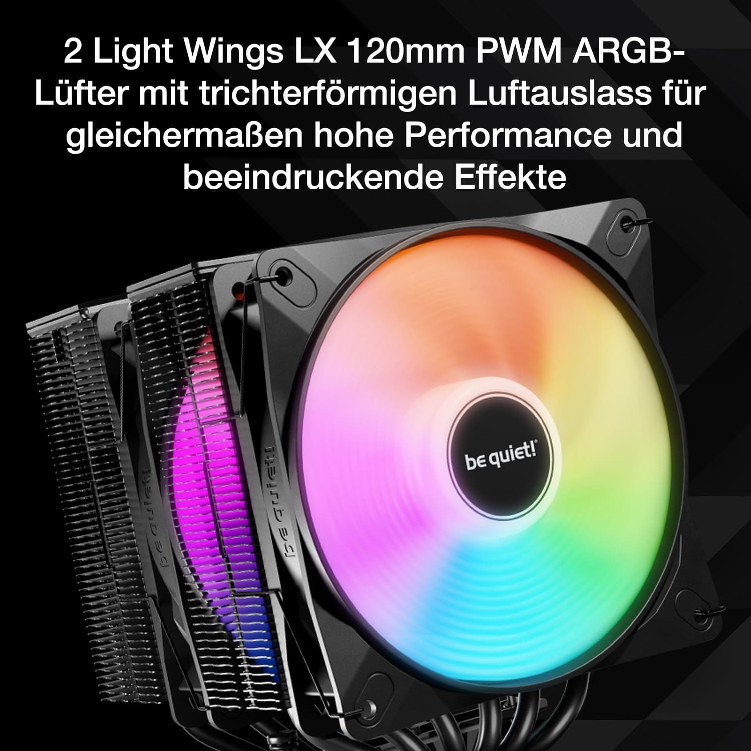 be quiet! Pure Rock Pro 3 LX Luftkühler, beeindruckend hohe Kühlleistung, sechs 6mm Hochleistungs-Heatpipes, 2 optimierte Light Wings LX 120mm PWM-Lüfter, kompatibel mit Flüssigmetall-Wärmeleitpaste Bild 7
