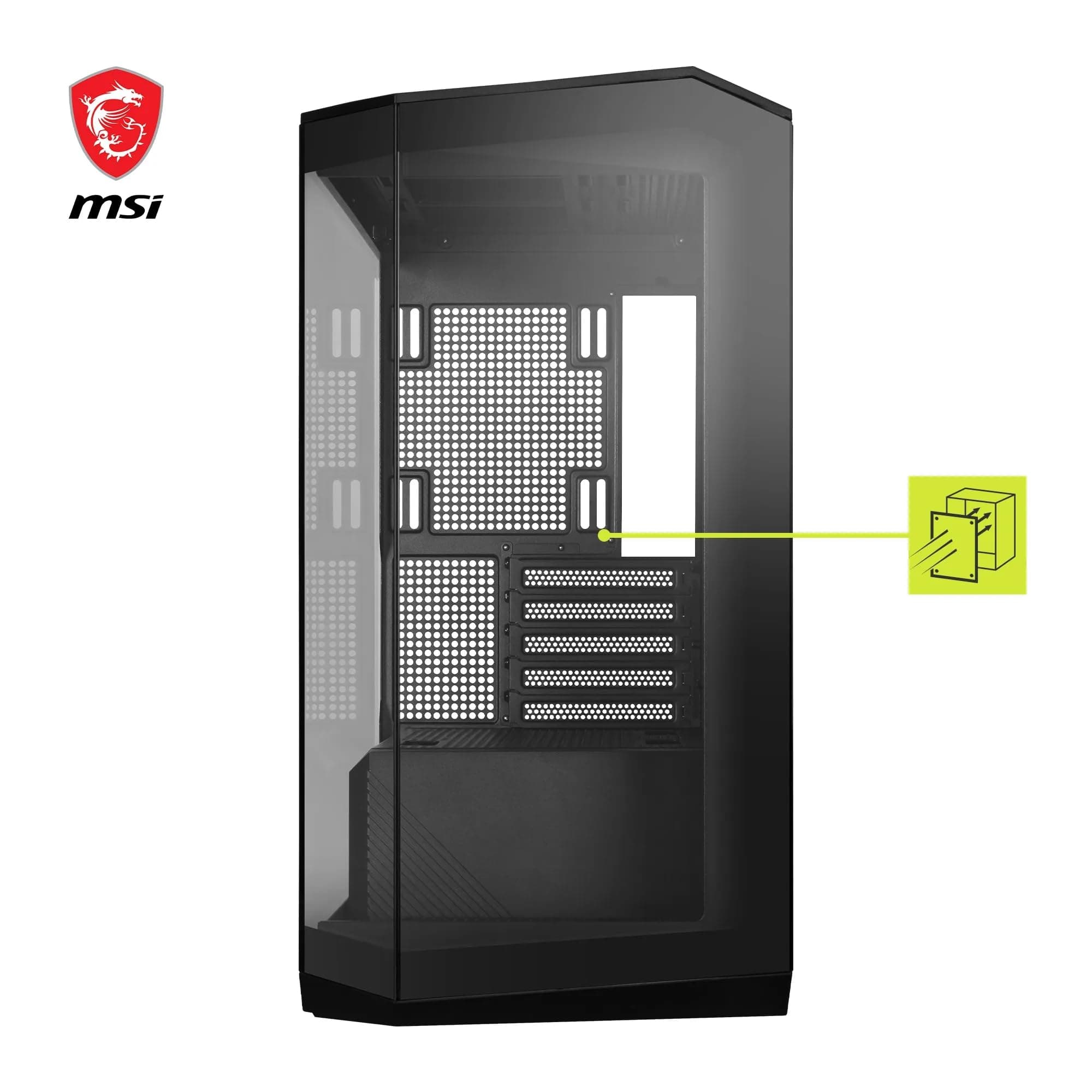 MSI MAG PANO M100L PZ ATX PC-Gehäuse, GPU-Support-Ständer, Füllstandsanzeige, Staubfilter, 33 mm Kabeldurchlass, USB Typ-C (20Gbps) Bild 3