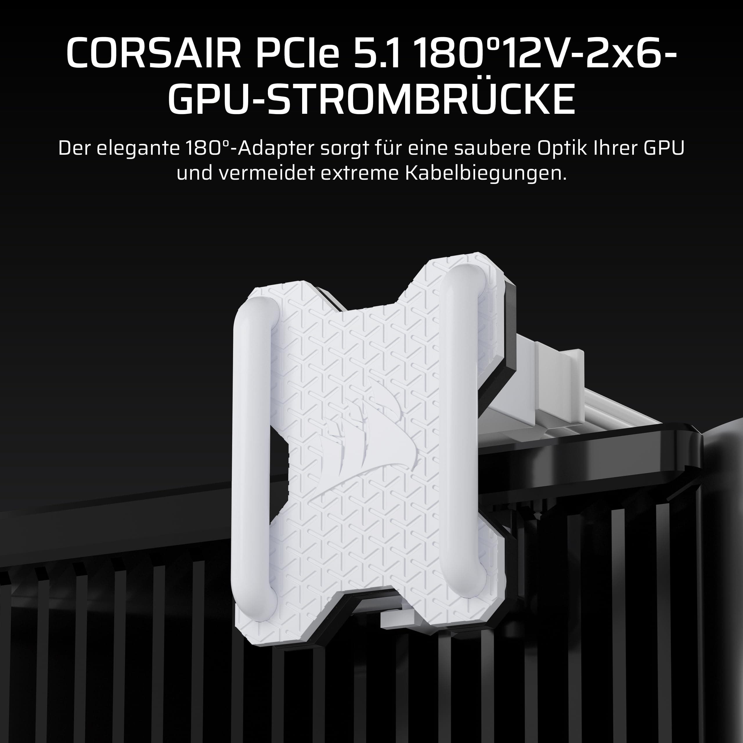 Corsair PCIe 5.x 180° 12V-2x6 GPU Power Bridge - Für NVIDIA® GeForce RTX™ 40 und 50 Series Grafikkarten - Optimiertes Kabelmanagement - Stil A - Weiß Stil A Weiß Bild 3