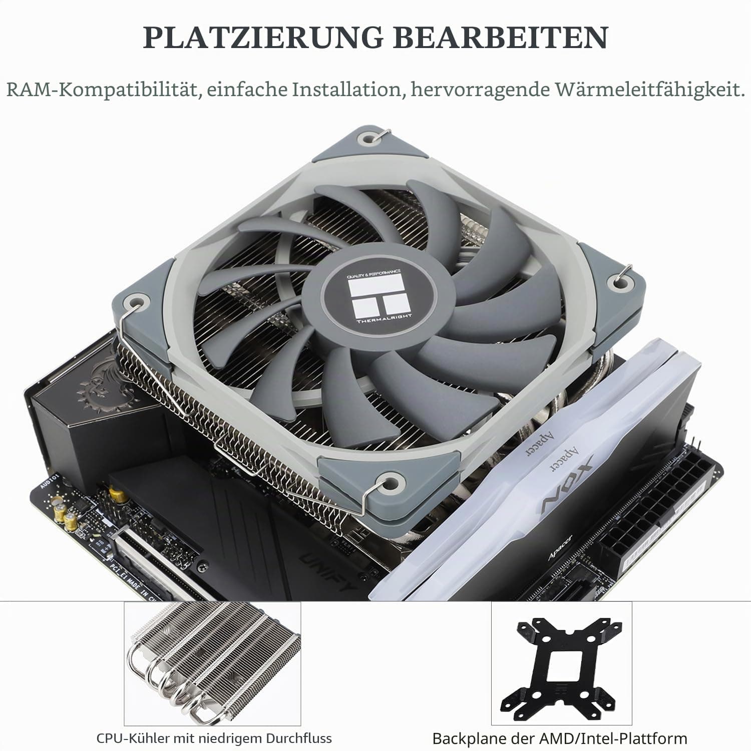 TR AXP120-X67 Low-Profile-CPU-Luftkühler mit 120mm TL-C12015 PWM Lüfter, 6 Heatpipes, 67mm Höhe, für AMD AM4 AM5/Intel 1700/1150/1151/1155/1200/2011 Bild 7