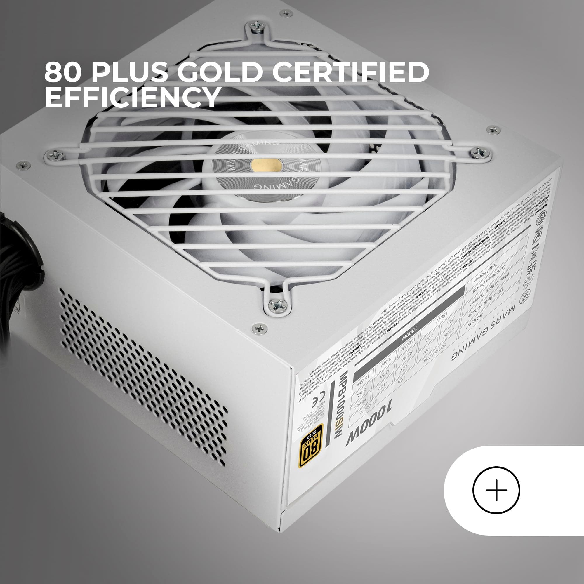 Mars Gaming MPB1000SI, PC ATX Netzteil 1000W, 7 Jahre Garantie, 80Plus Gold 90%, SI Extreme Silence Lüfter mit Kupfer- und Aluminiumkern, AI2-RPM-, DC-DC- und SMD-Technologien, Weiß Bild 7