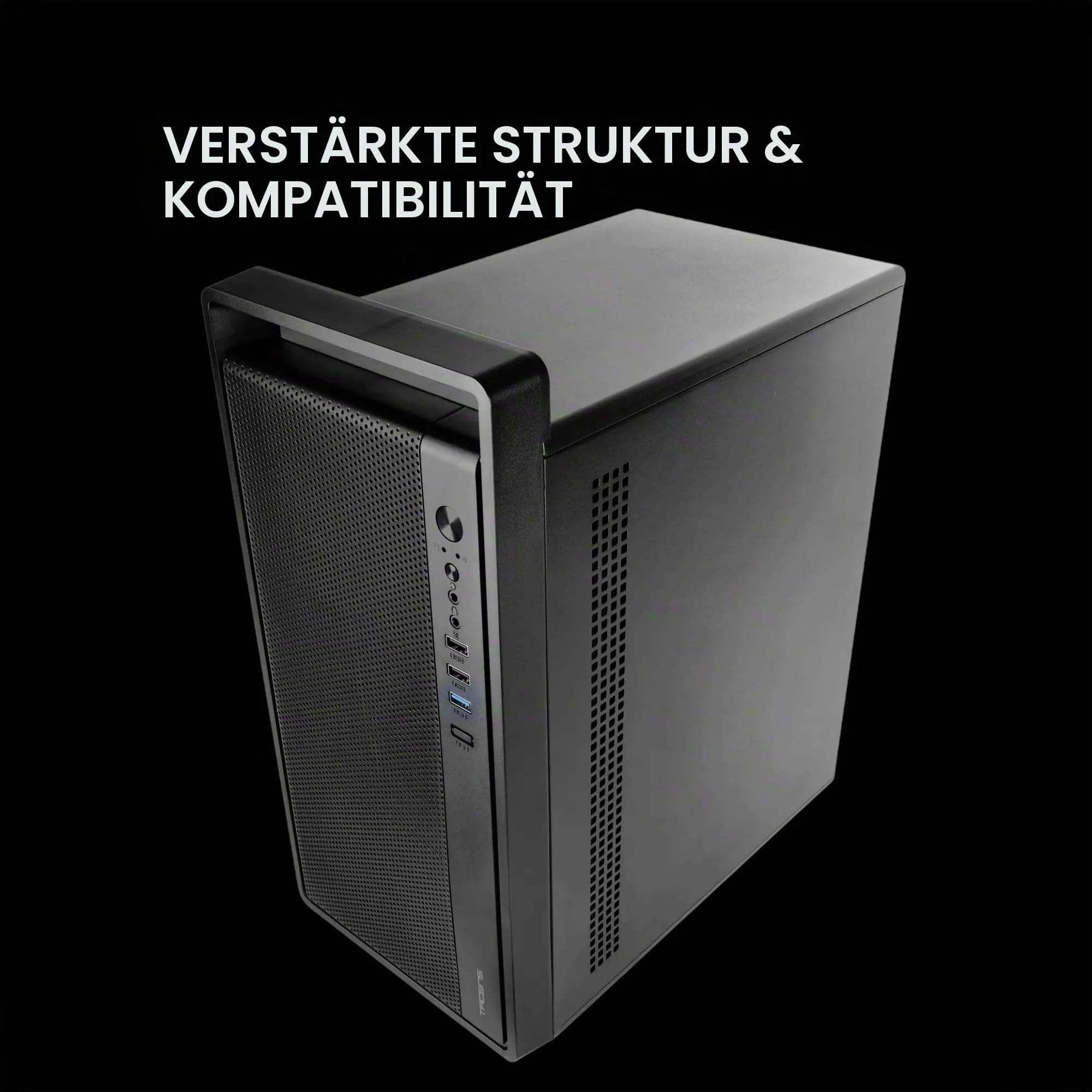 Tacens Fortis II, Mini-Tower PC MicroATX, Vollständige Mesh-Front für Hohen Luftdurchsatz, 1x Leiser 120mm FDB-Rücklüfter, Kompakter SPCC-Stahlgehäuse, Integrierter Tragegriff, Schwarz Bild 5