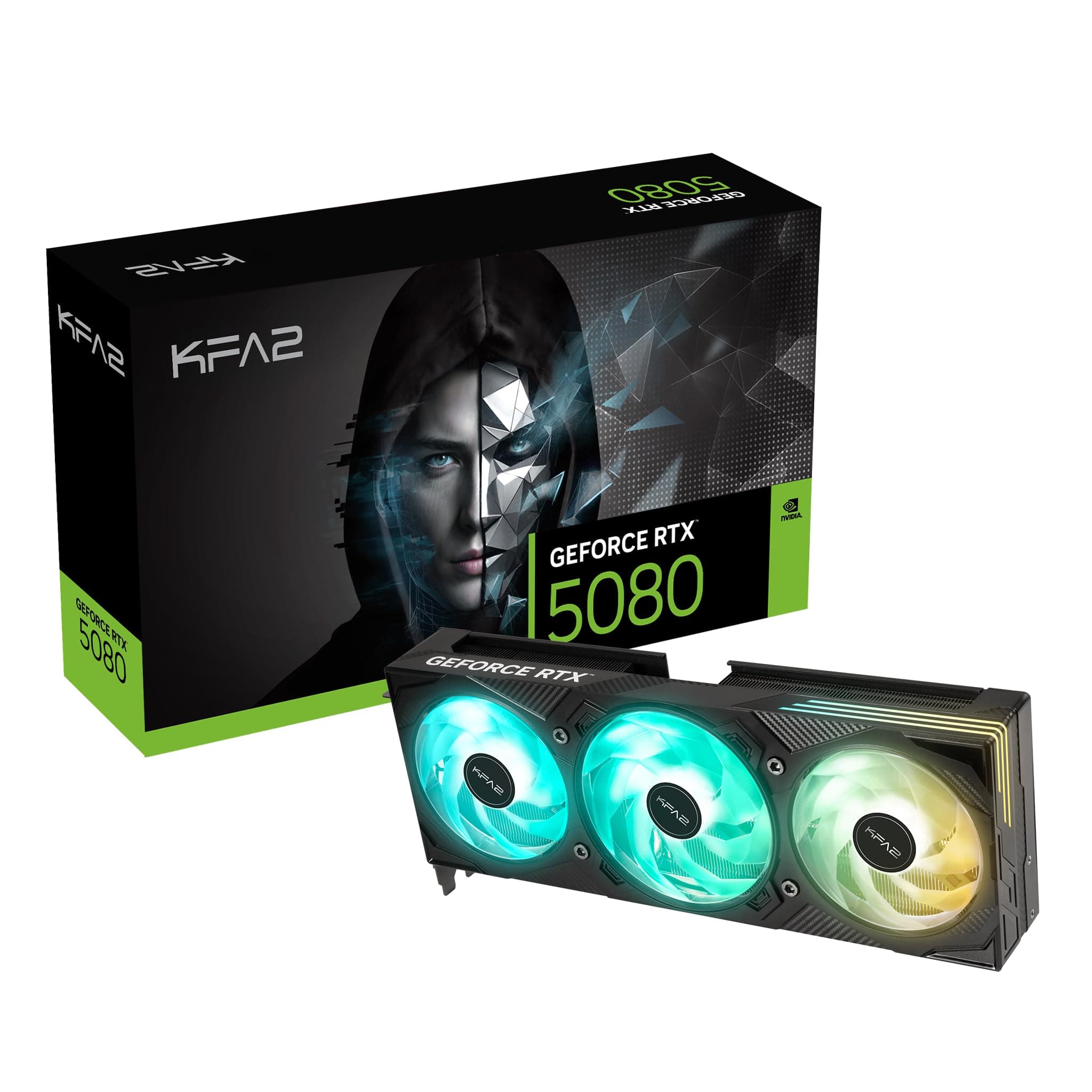 KFA2 GeForce RTX 5080 EX Gamer 1-Click OC, Xtreme Tuner App Control, 16GB, GDDR7, 256-Bit, DP 2.1b*3/HDMI 2.1b/DLSS 4/Gaming Grafikkarte EX Gamer RTX 50 Series Schwarz