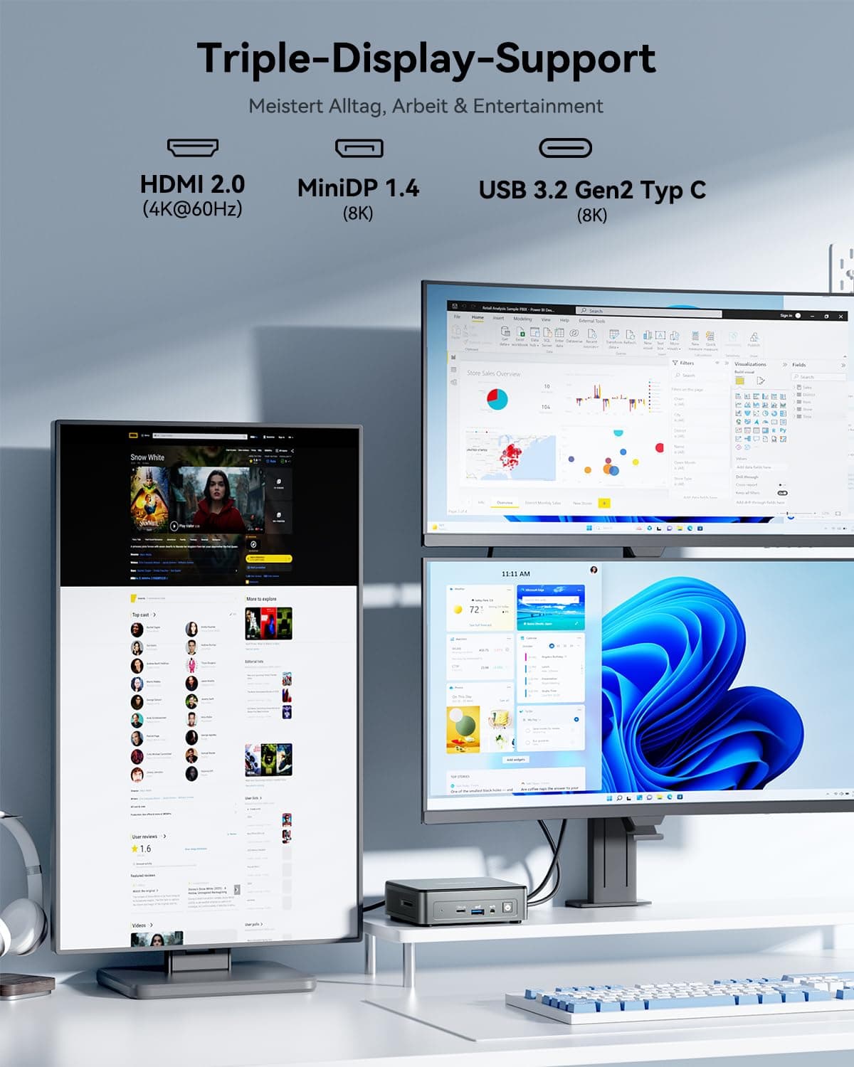 GEEKOM Air12 Mini PC[2026 Edition] mit Intel 7505(N150/N100 Alternative), 16GB DDR4 RAM+ 512GB SSD, Mini PC Window 11 Pro | 5 x USB, Triple 8K Display, SD-Slot, Ideal für Homeoffice/Buissness Air12 (16GB + 512GB) Bild 6