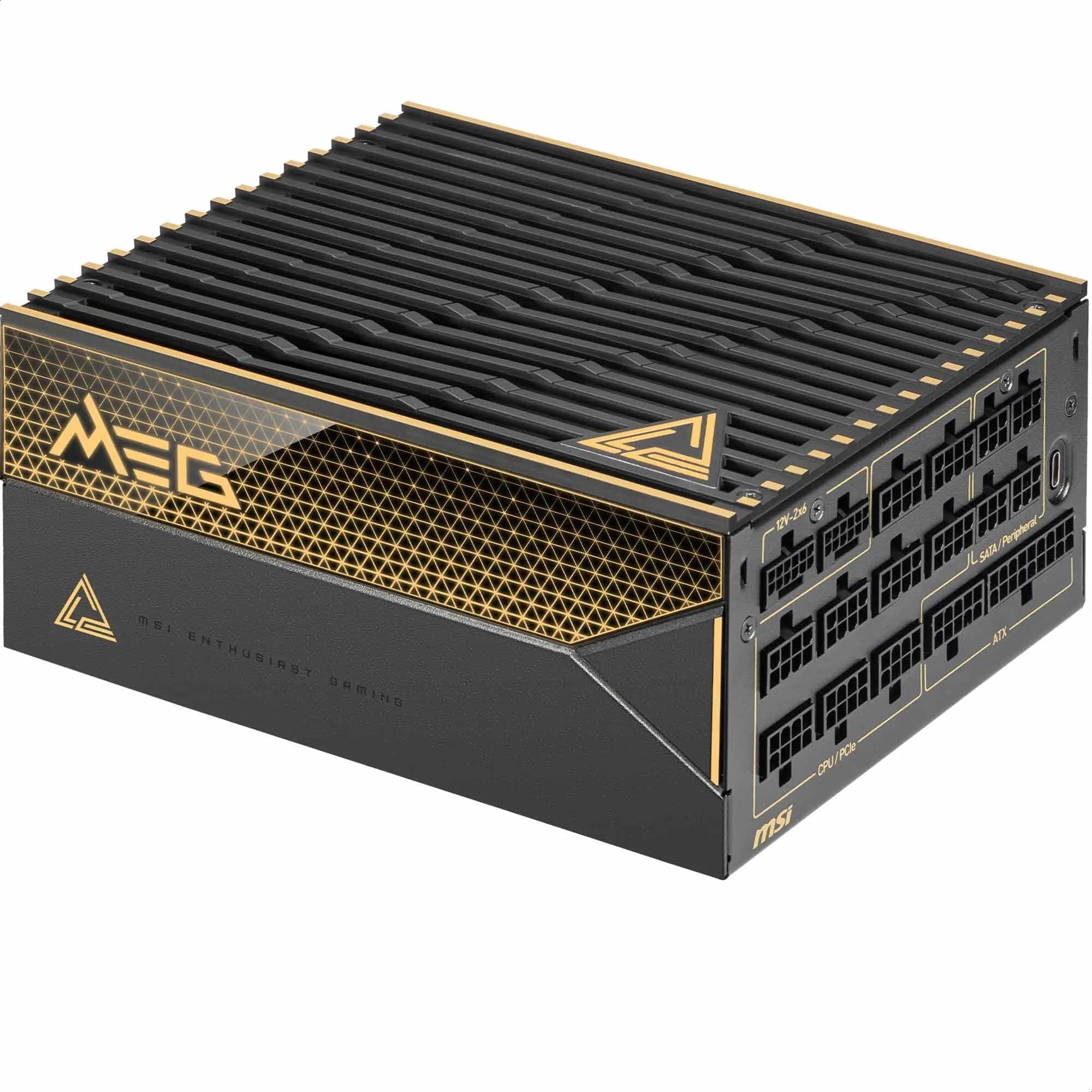 MSI MEG Ai1600T PCIE5 Netzteil - 1600 W, 80 Plus Titanium, ATX 3.1, PCIe 5.1 GPU-Unterstützung, Dual-Native 12 V-2x6, Kabel mit zweifarbigen 12 V-2x6-Anschlüssen, ATX-Netzteil, geflochtenes Kabel Bild 2