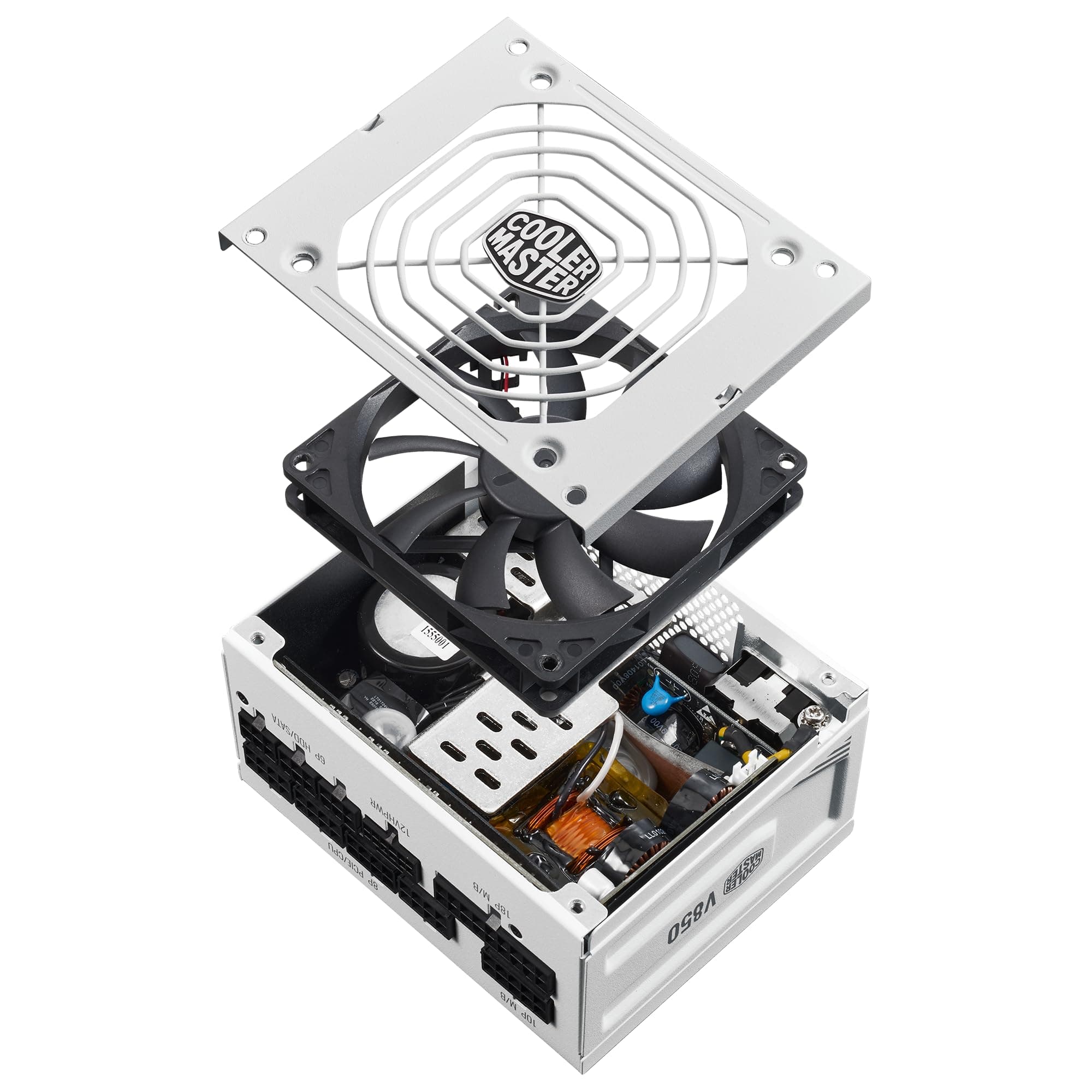 Cooler Master V850 SFX Gold ATX 3.1, EU-Stecker – 850 W 80 Plus Gold PC-Netzteil, vollmodulares Netzteil, SFF/mini-ITX-Netzteil, 92-mm-FDB-Lüfter, PCIe-5.1-Kabel, SFX-auf-ATX-Halterung - Weiß Bild 7