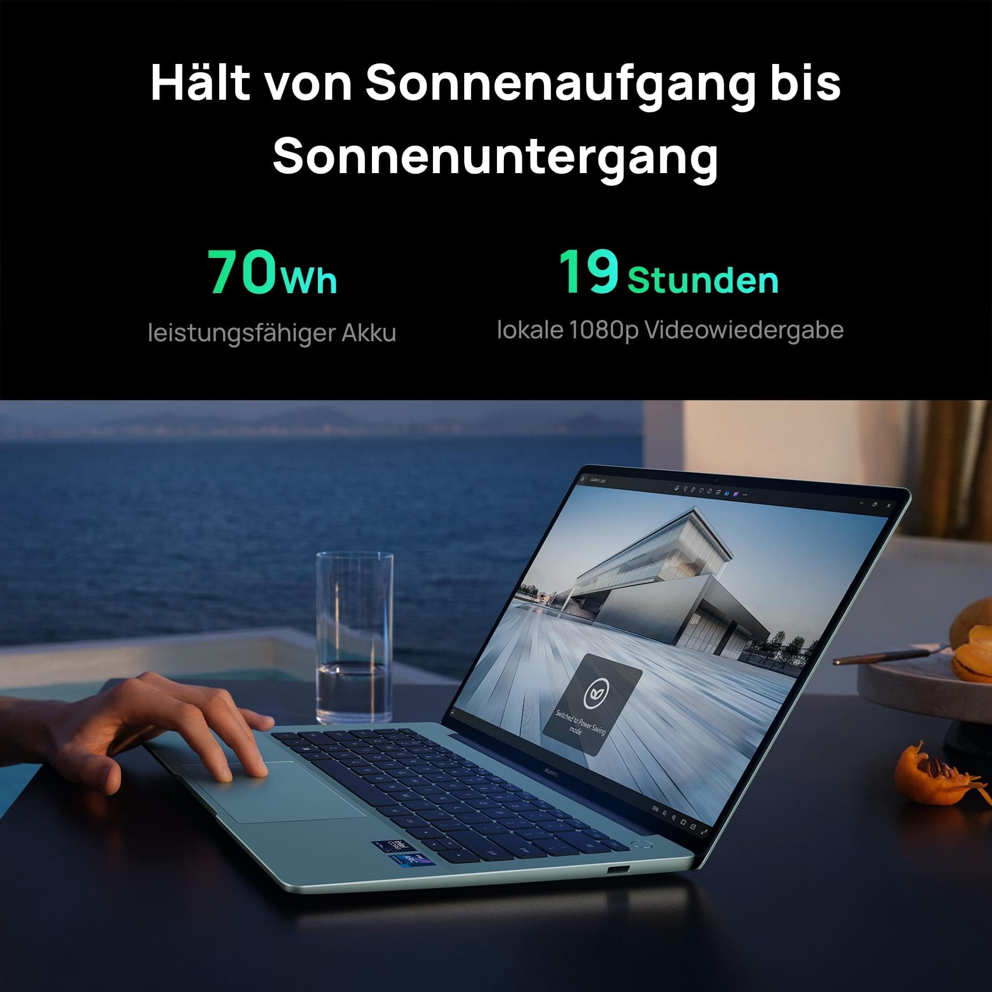 HUAWEI MateBook 14 Laptop, 14.2" 2,8 K OLED Handschrift-Bildschirm mit Touchsteuerung, Ultraschlankes Design, Intel Core Ultra 7 Processors, 16GB+1TB, 19-Hour Continuous Video Playback, Grün Intel Core Ultra 7 16 GB+1 TB Bild 5