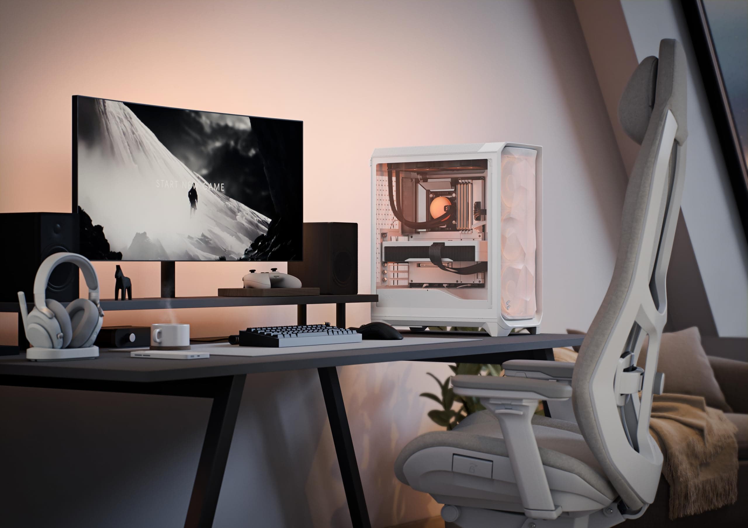 Fractal Design Meshify 3 White RGB TG Clear Tint - Gaming Computer-Gehäuse – Facetten-Mesh-Front – DREI RGB Momentum 14 Lüfter enthalten – E-ATX/ATX/mATX Unterstützung Meshify 3 RGB Weiß Bild 3
