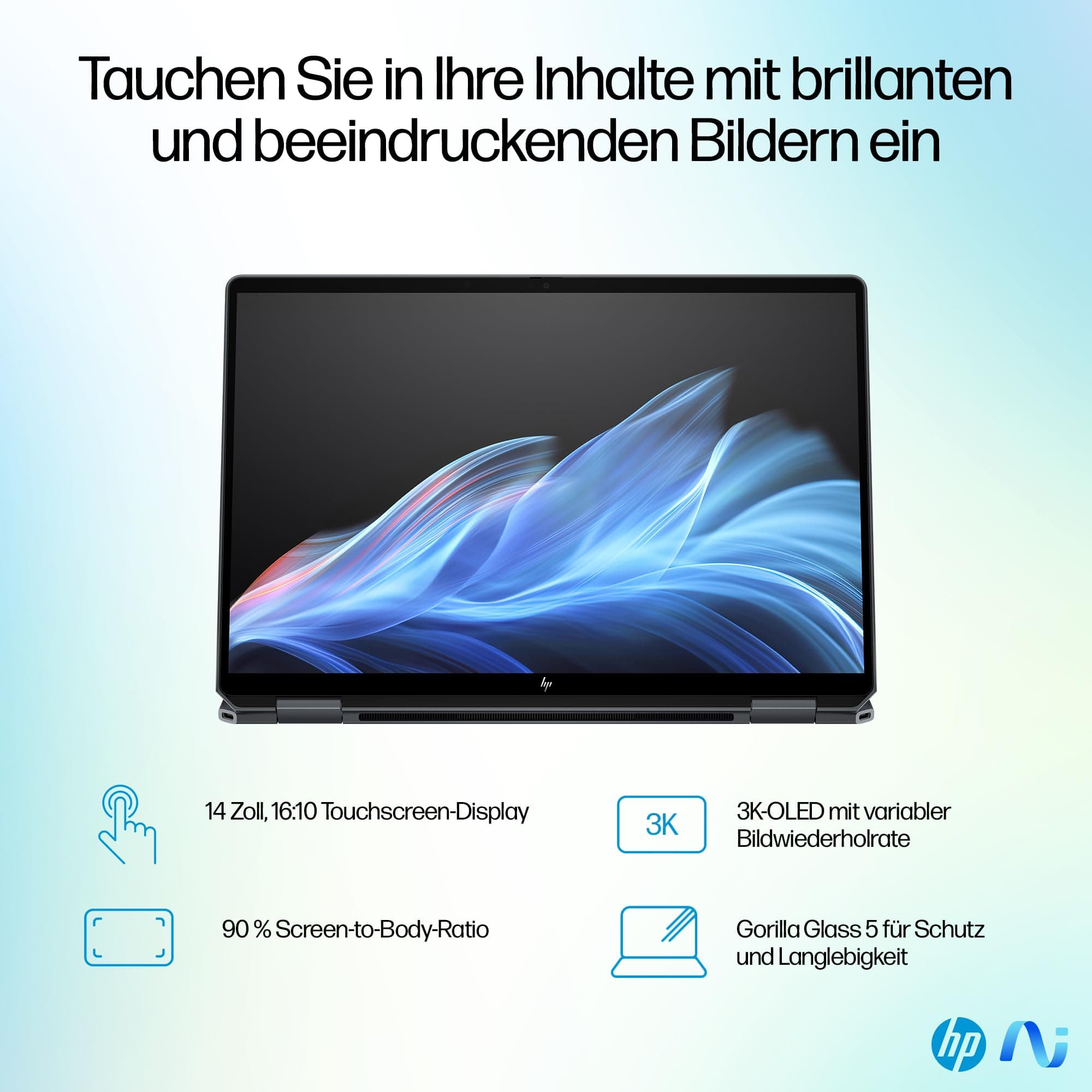 HP OmniBook Ultra Flip 2-in-1 Laptop (14" 2.8K OLED Touchscreen, Intel Core Ultra 7, Copilot+ PC, 16GB RAM, 1TB, Win11, QWERTZ) - Eclipse Gray Intel Core Ultra 7 258V Intel Arc Grafikkarte Bild 8