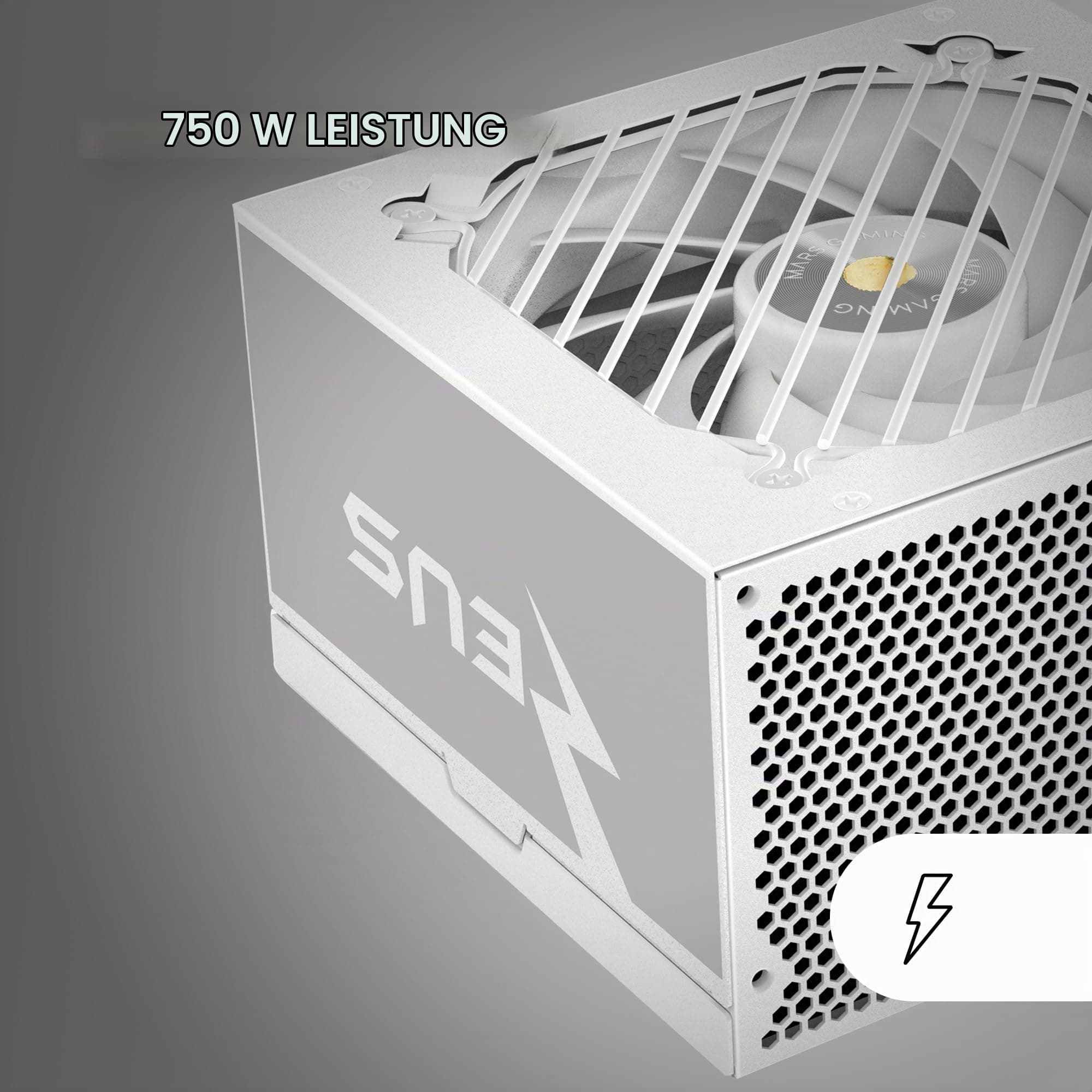 Mars Gaming MPZE750SI, ATX Netzteil 750W, 10 Jahre Garantie, 80 Plus Silver, +87% Effizienz, AI2-RPM, DC-DC und SMD Technologien, Aktives PFC, Japanische Toshin Kyogo Kondensatoren 105º, Weiß Bild 3